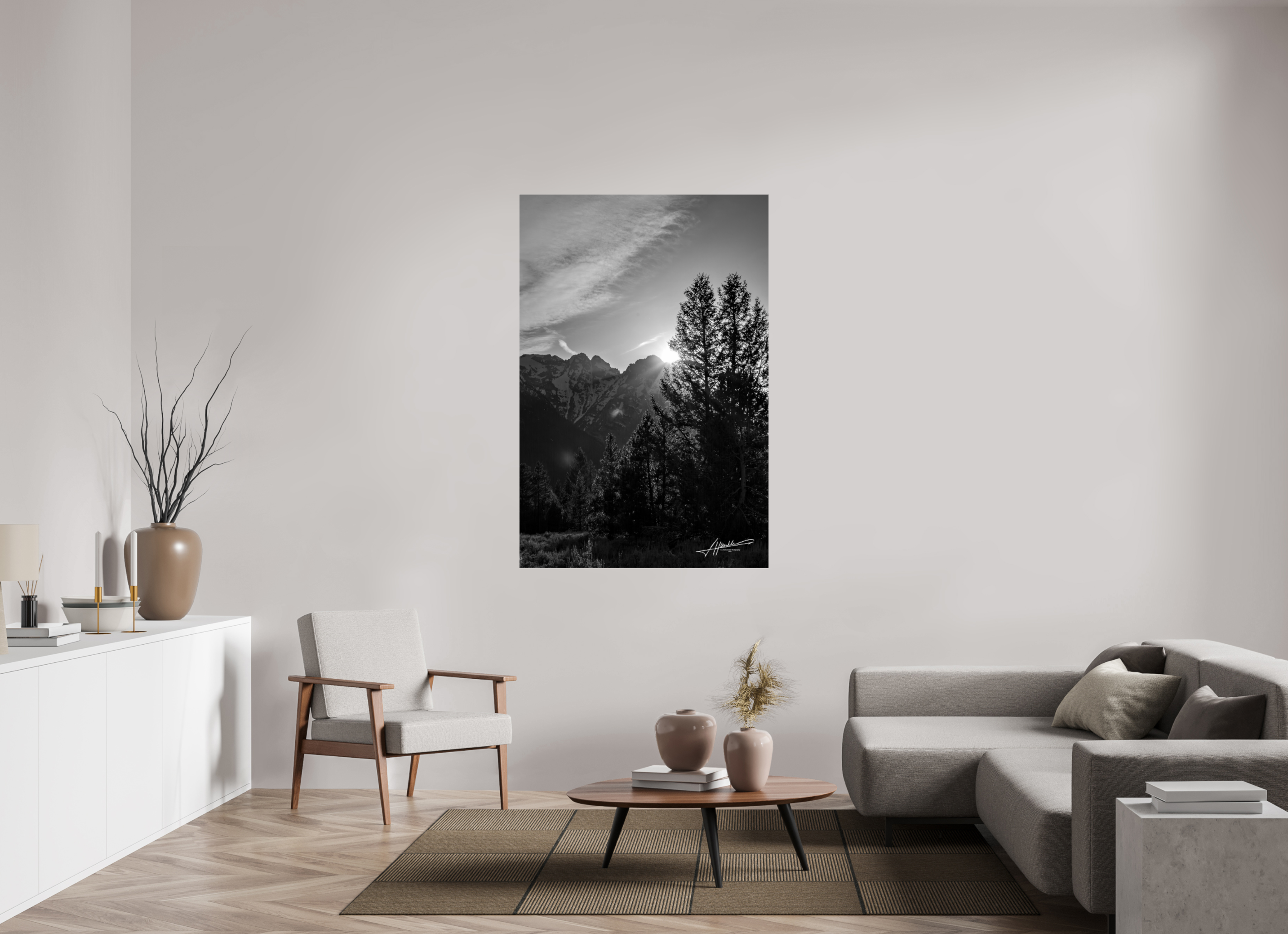40 x 60″, ChromaLuxe HD Metal B/W Peaks