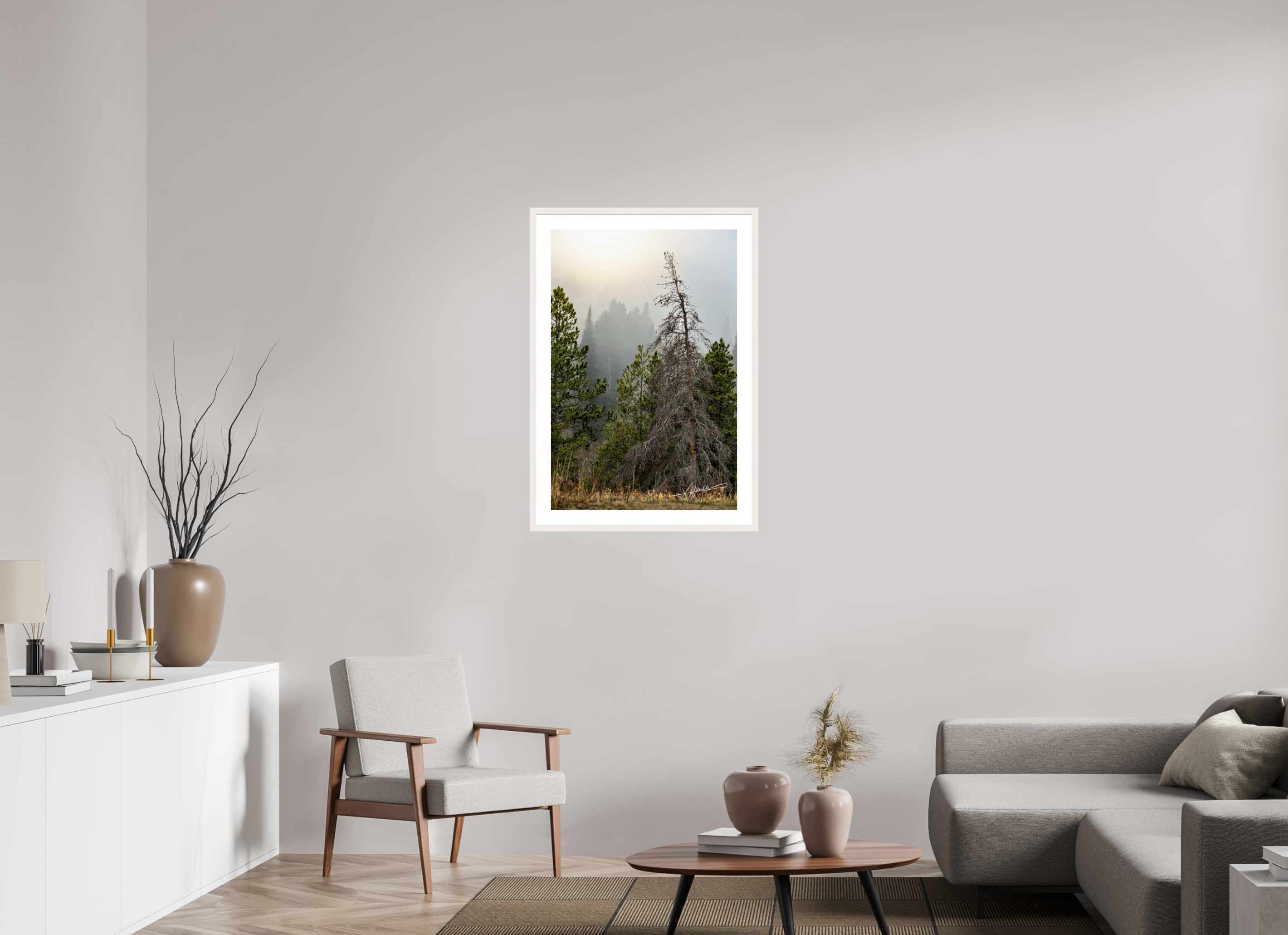 24 x 36″, Solid Wood Frame with Passe-partout The Lifting Fog