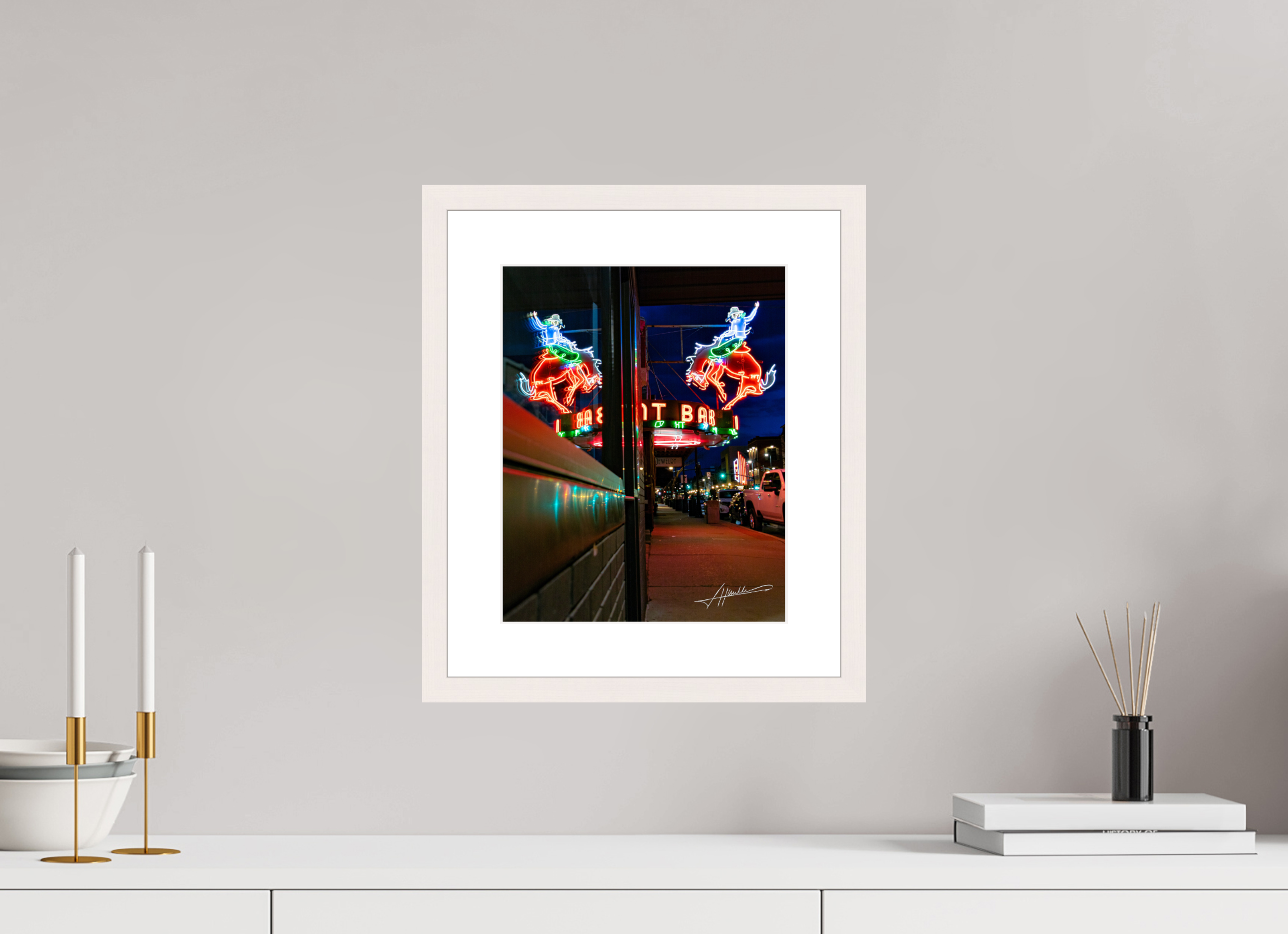 10 x 12.5″, Solid Wood Frame with Passe-partout Mint Bar Sherridan