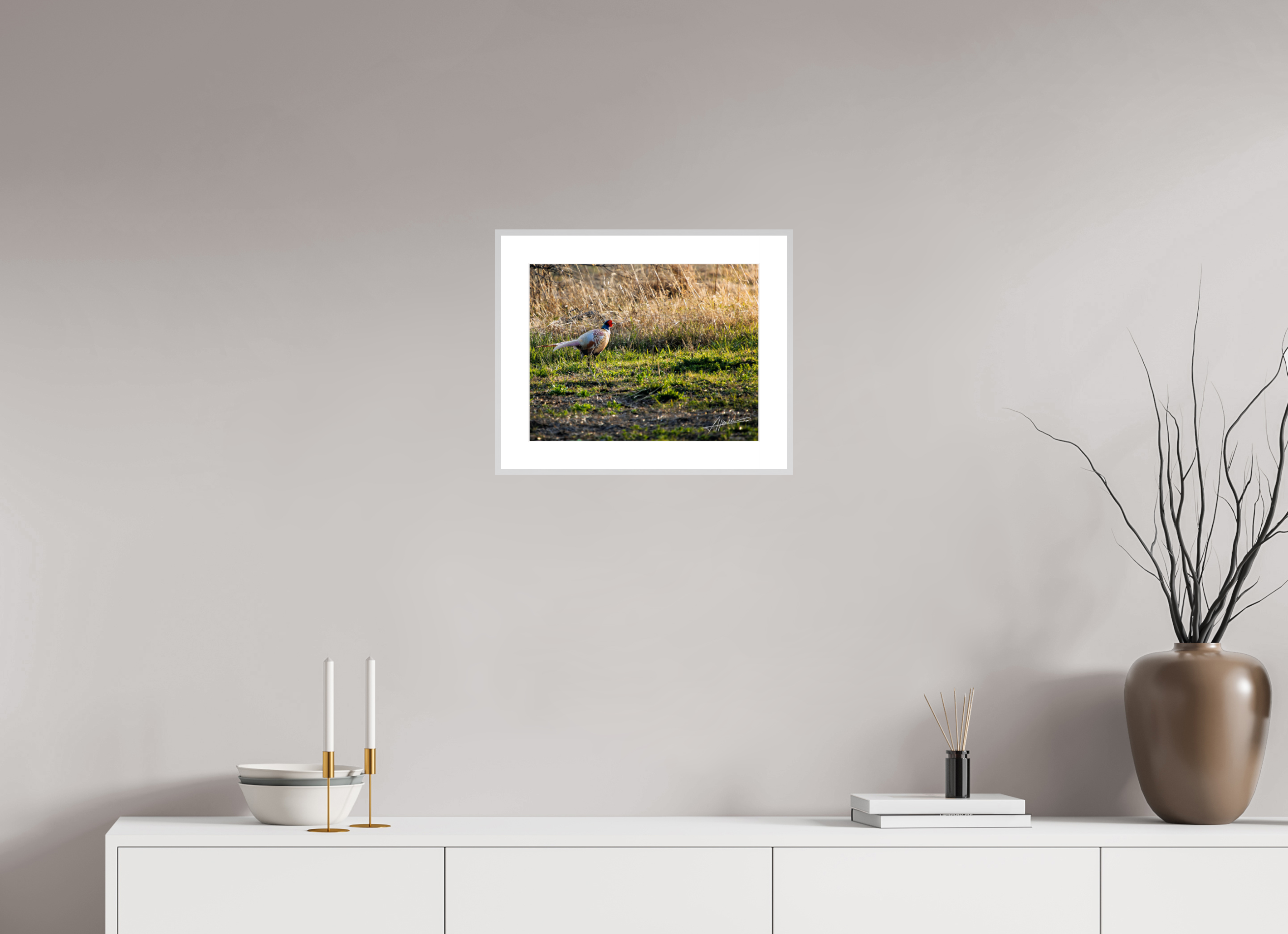 15.5 x 12″, Changeable Magnetic Frame Evening Pheasant