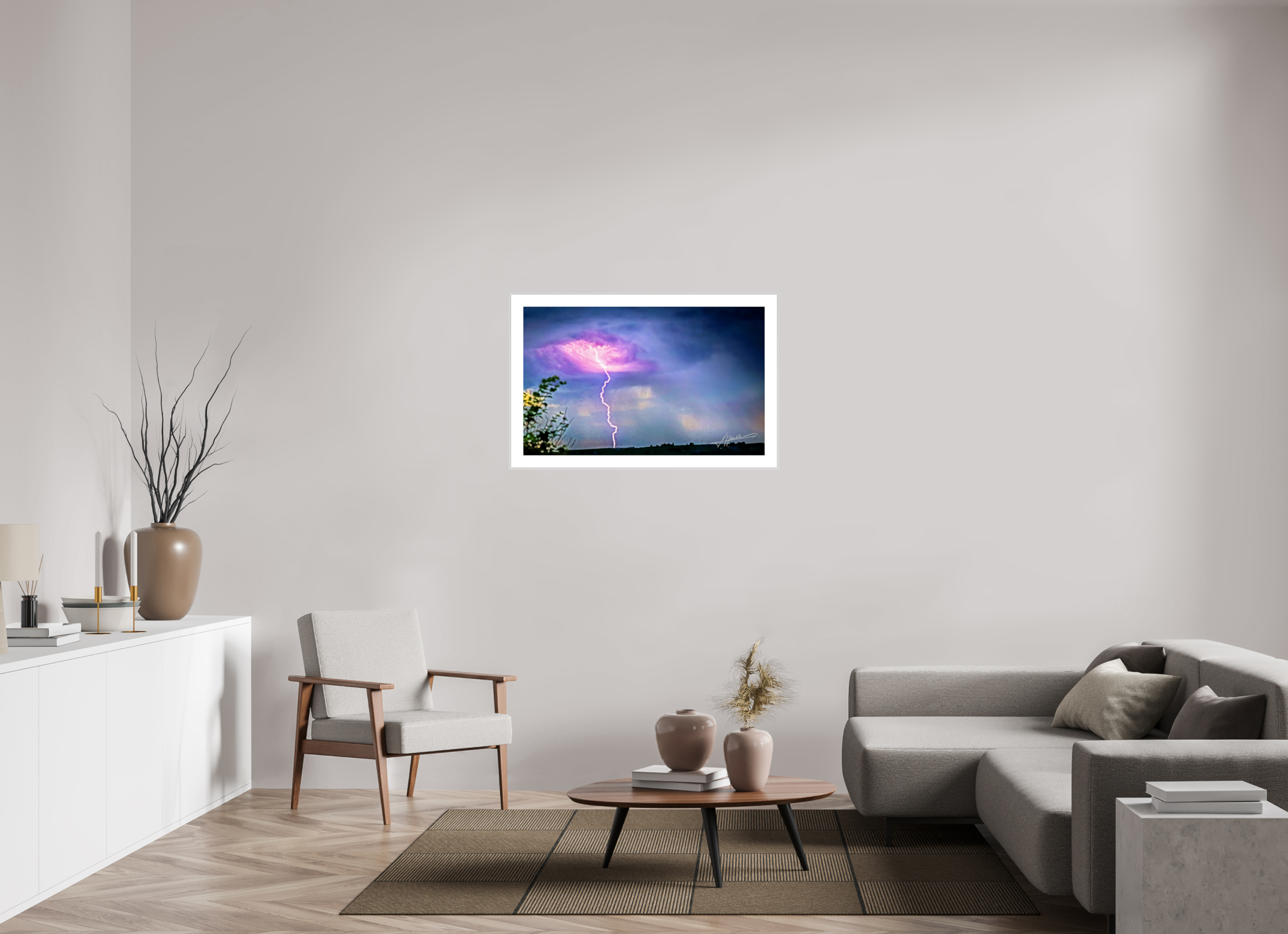 38.9 x 24″, Changeable Magnetic Frame Lightning Strike