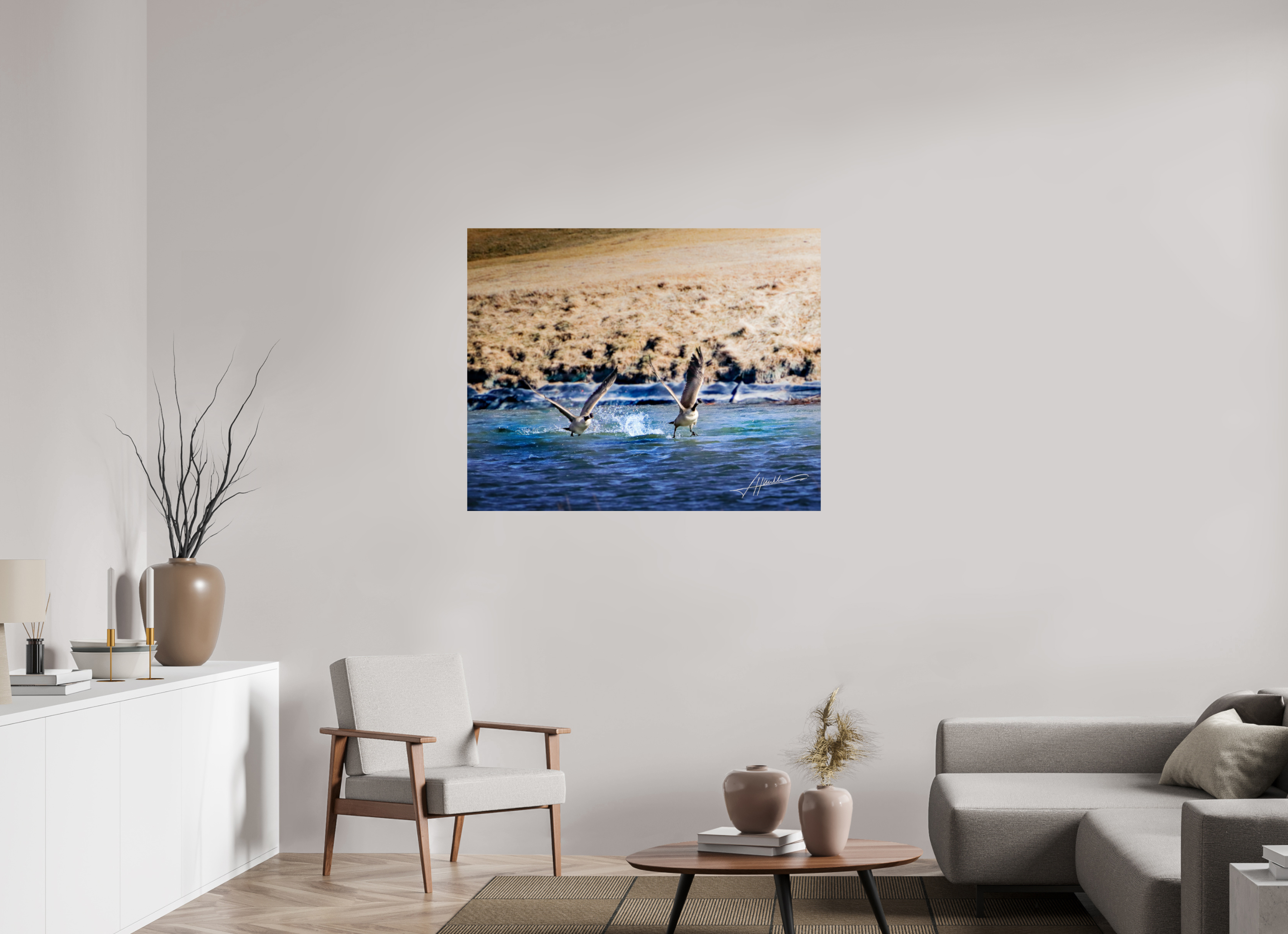 45 x 36″, Fine Art Dibond Geese Taking Flight