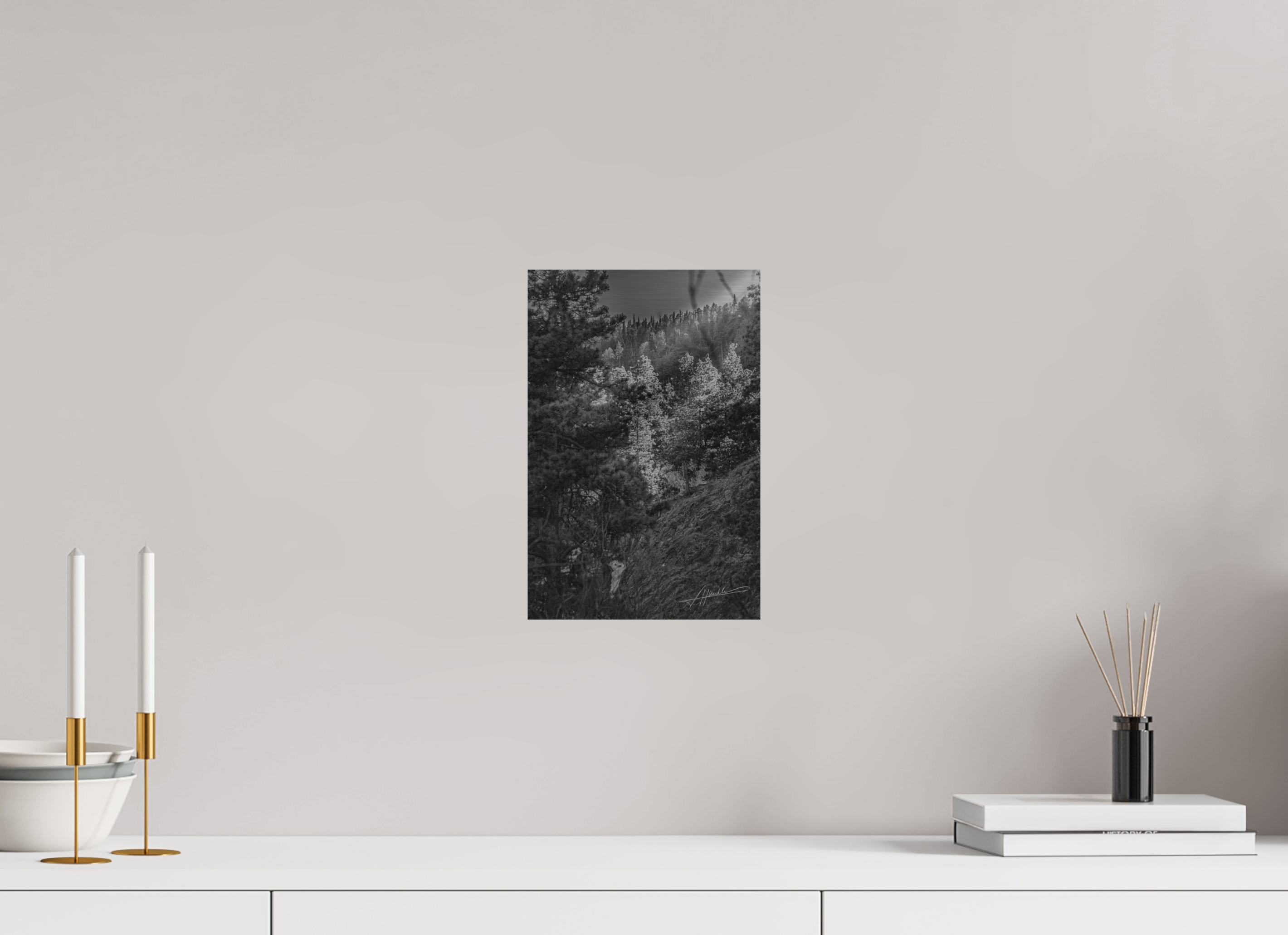 8 x 12″, Direct Brushed Aluminum Sun in the Mountains