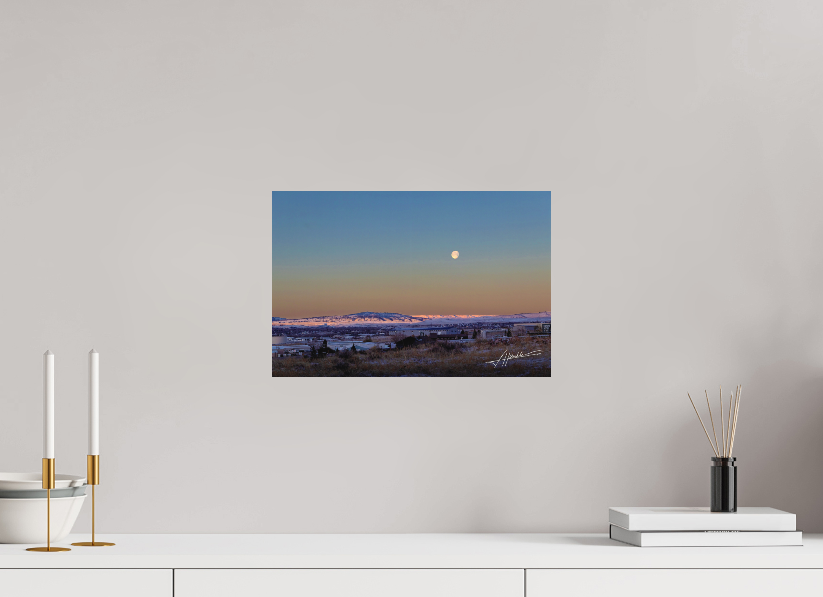 15 x 10″, Metal Dibond Full Moon at Sunrise