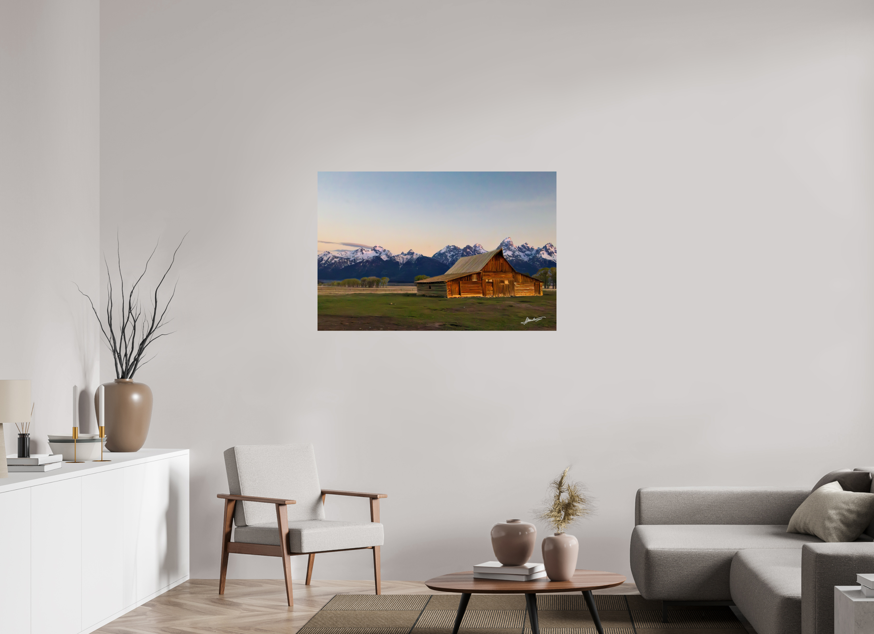 45 x 30″, Fine Art Print Sunrise on the T.A. Barn
