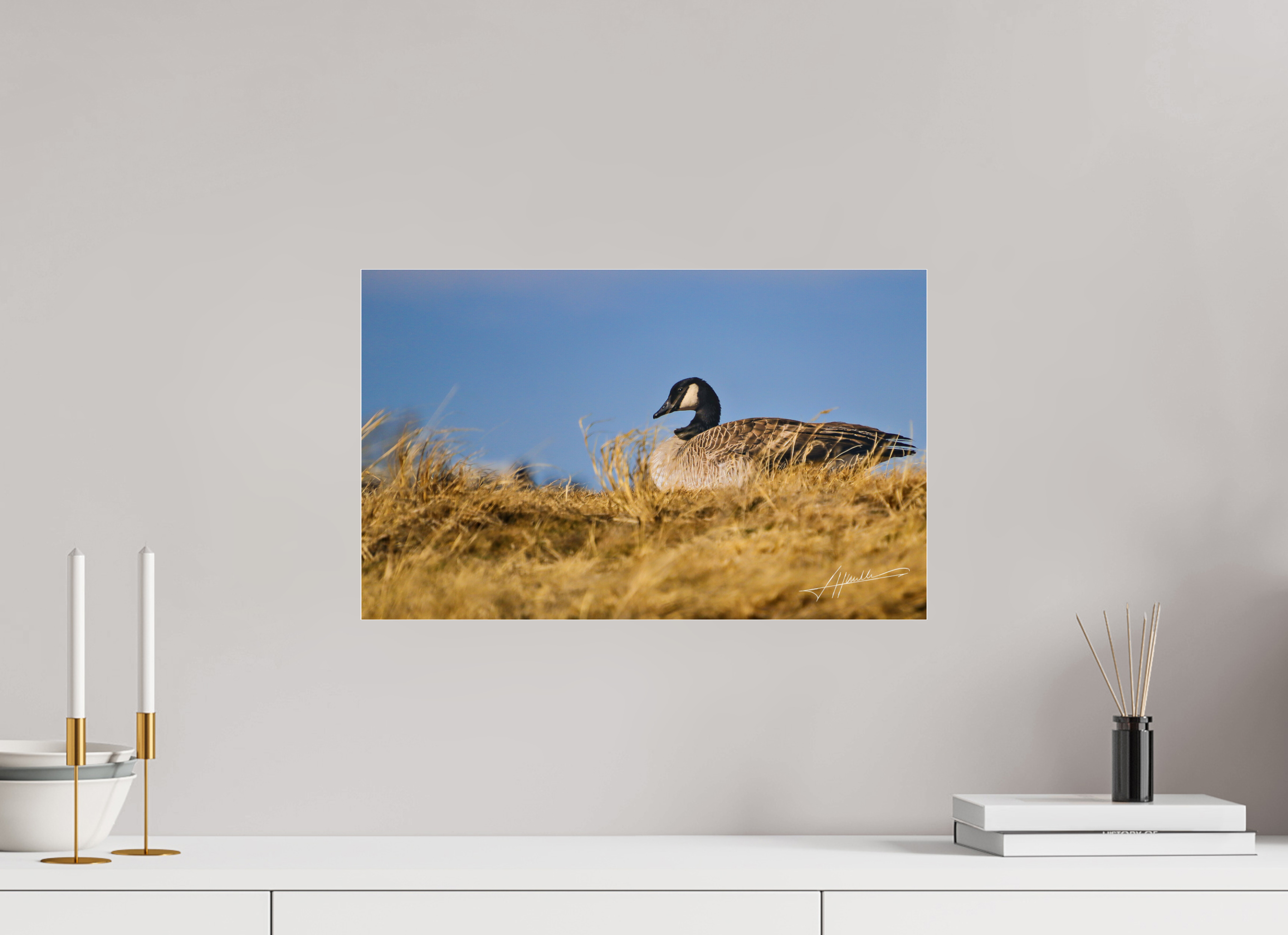 19.4 x 12″, Metallic Under Acrylic The Nesting Goose