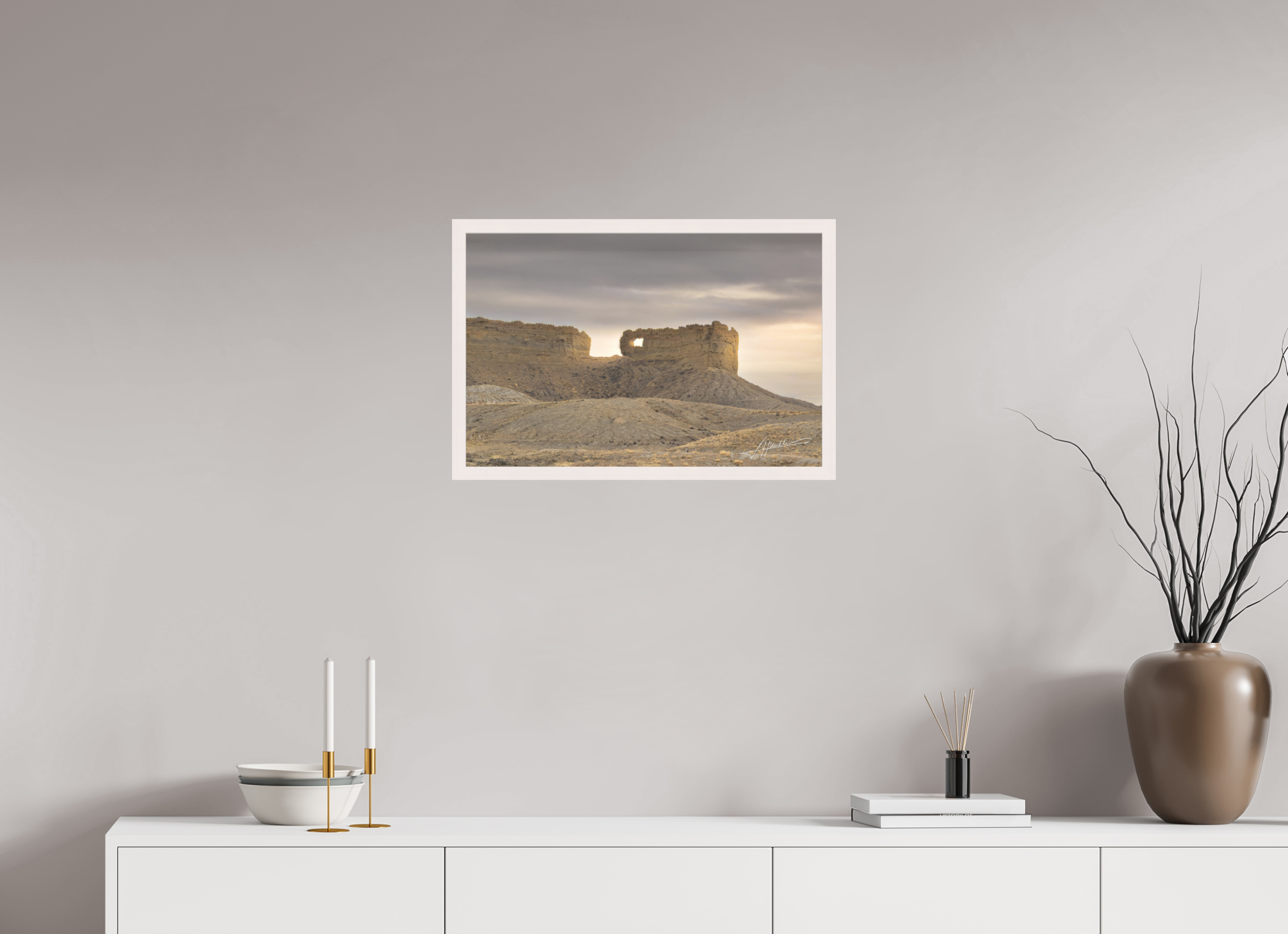 24 x 16″, Shadow Box Frame Sun on the Buttes