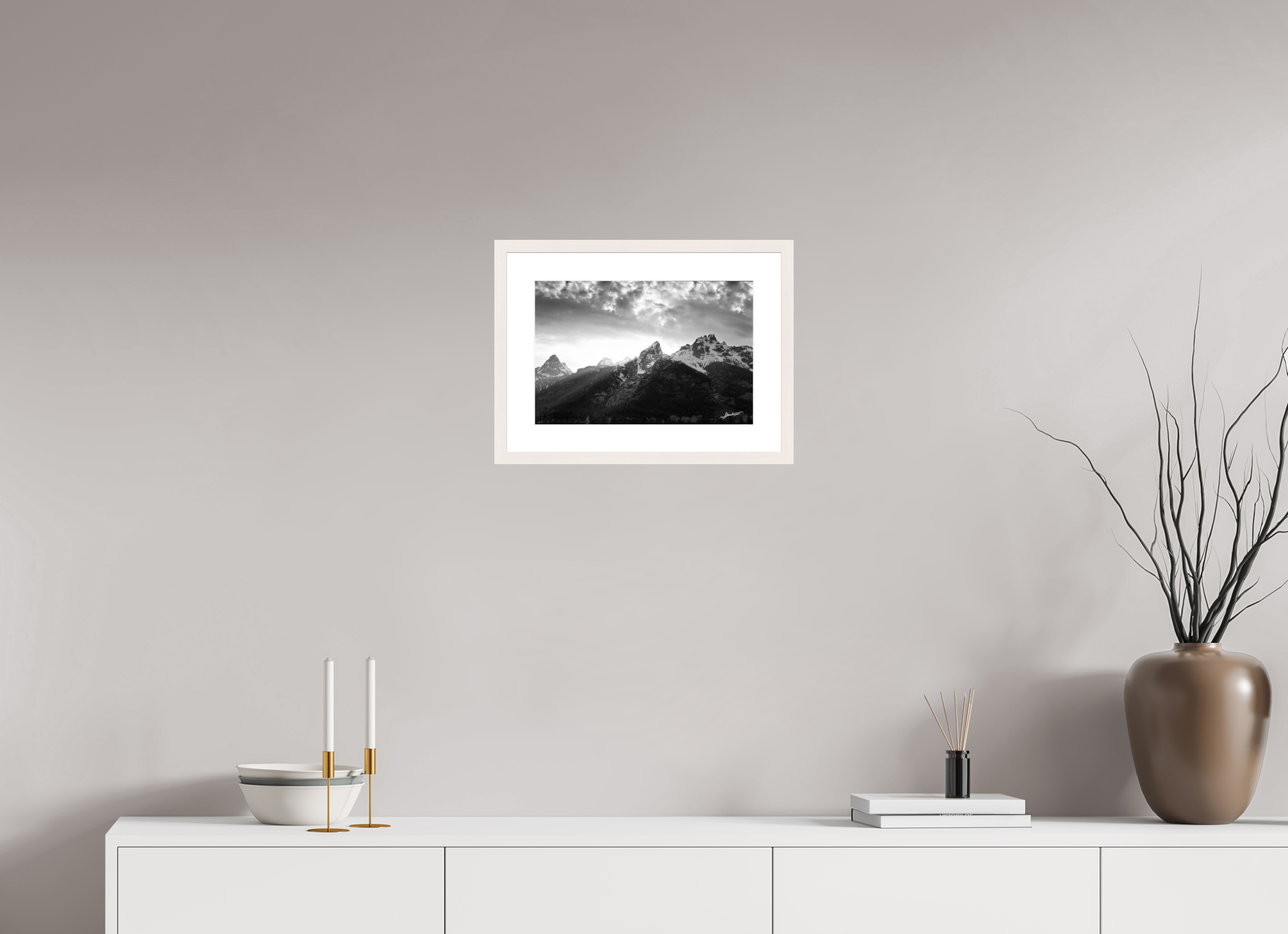 15 x 10″, Solid Wood Frame with Passe-partout Nostalgic Tetons