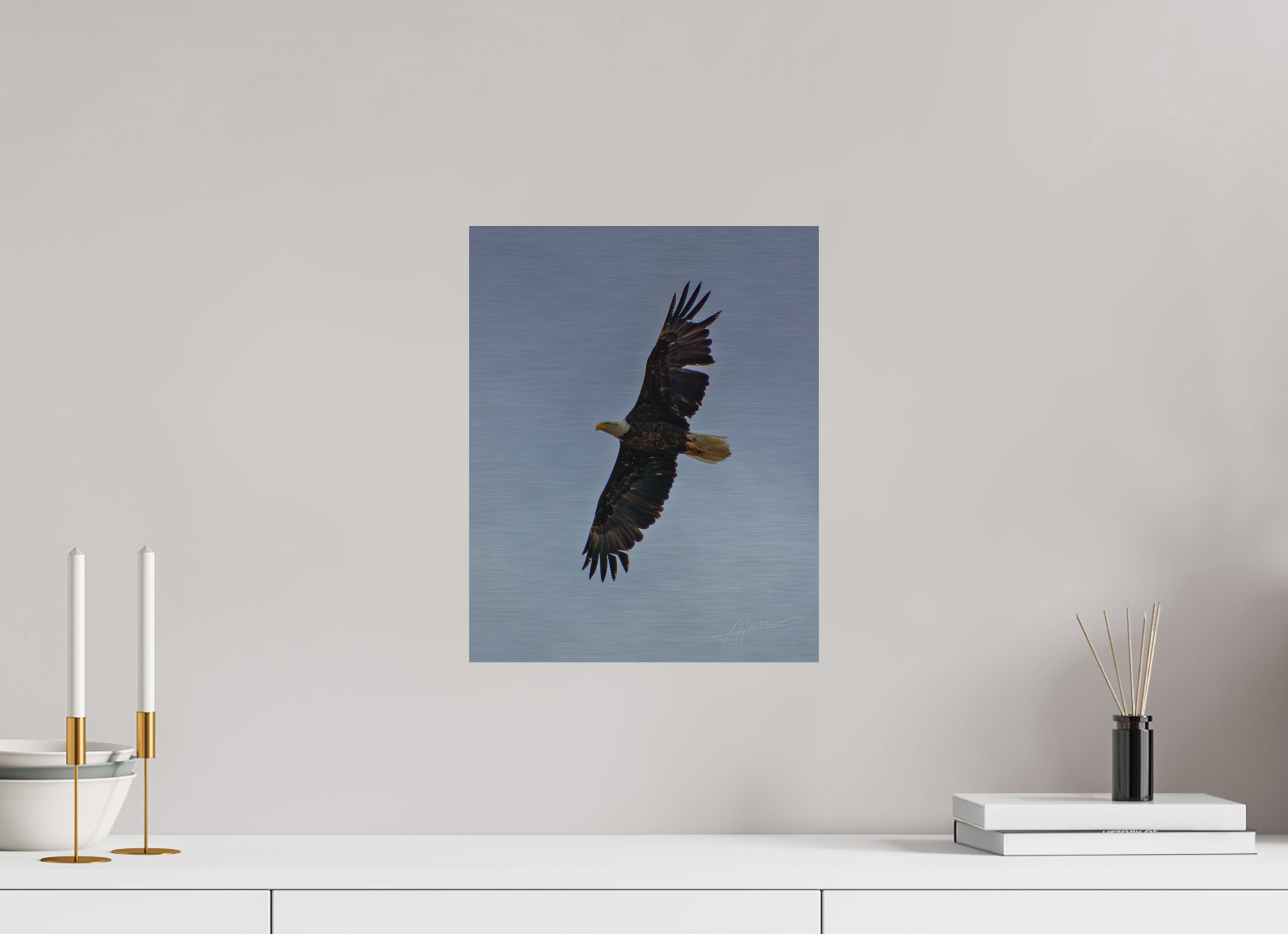 12 x 15″, Direct Brushed Aluminum Wings Spread