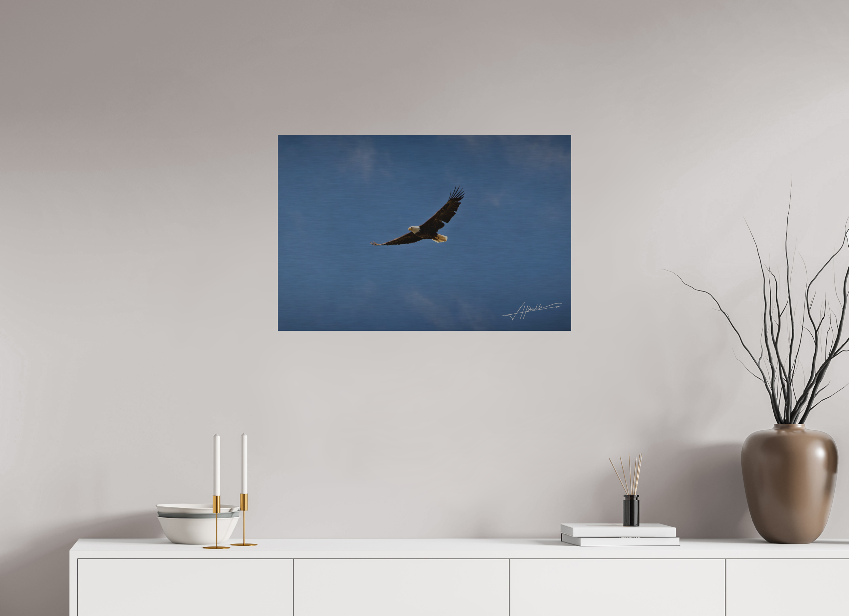30 x 20″, Direct Brushed Aluminum Soaring Free