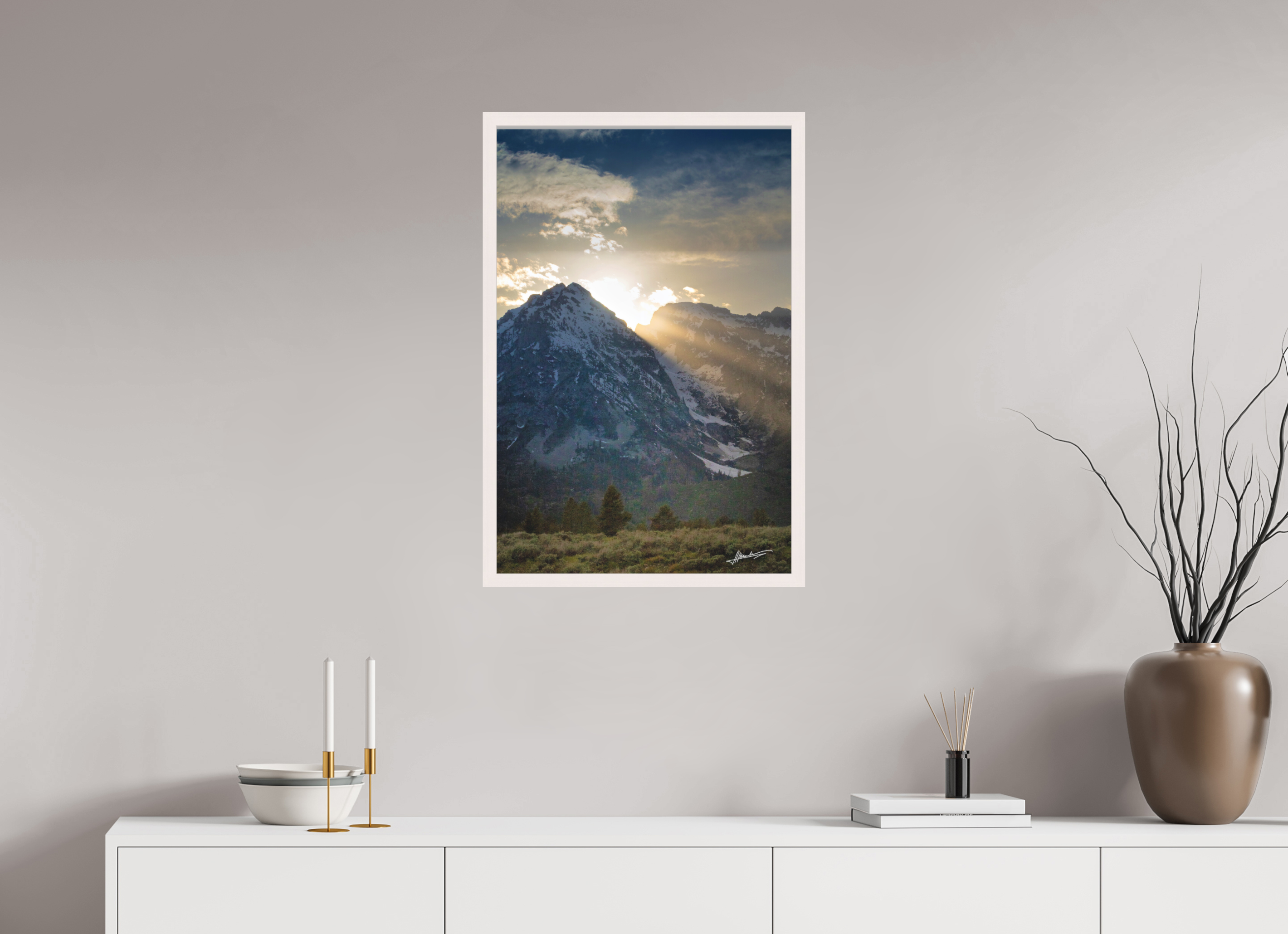 20 x 30″, Shadow Box Frame Light on the Valley