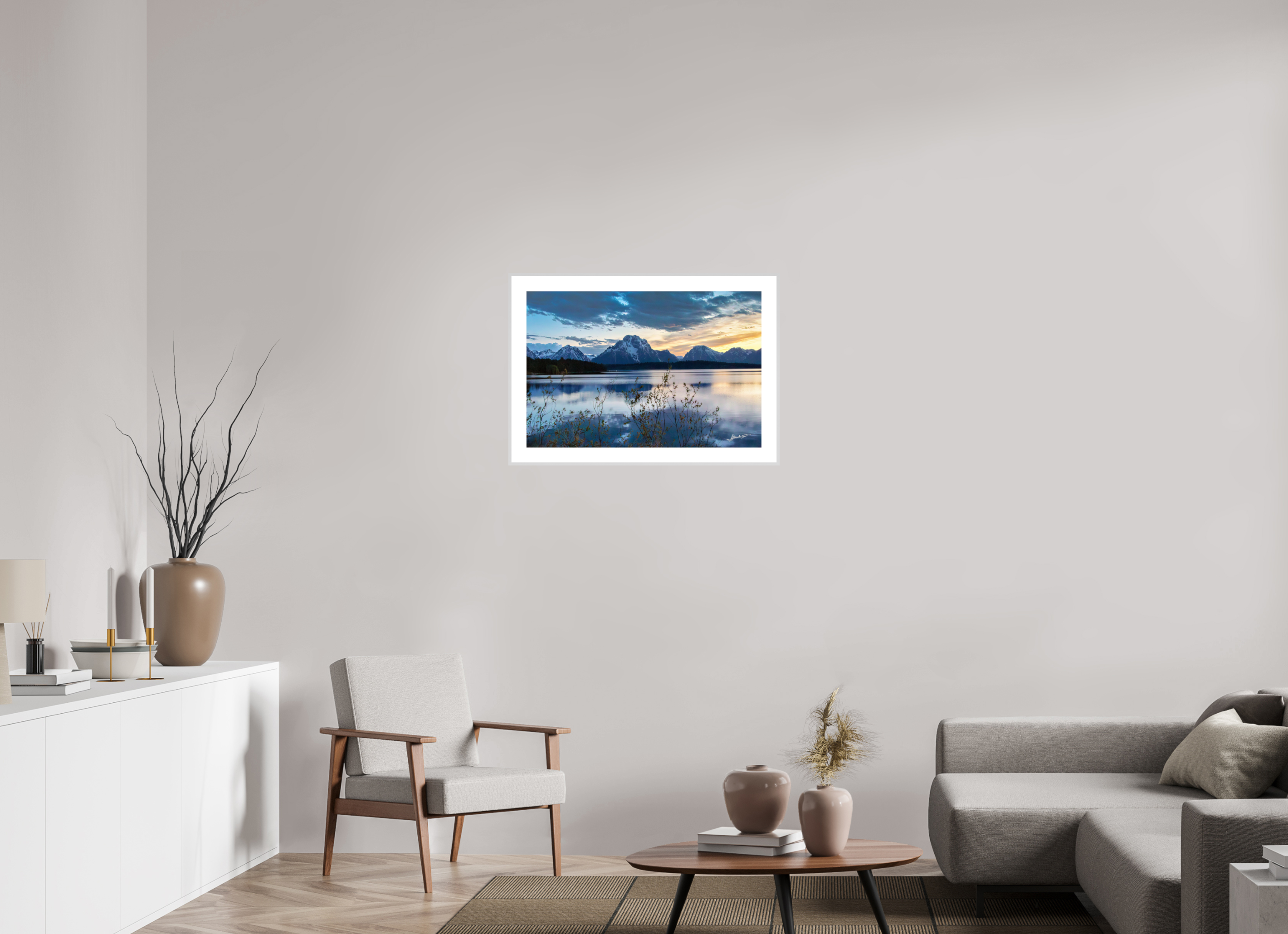 30 x 20″, Changeable Magnetic Frame Sunset on Jackson Lake