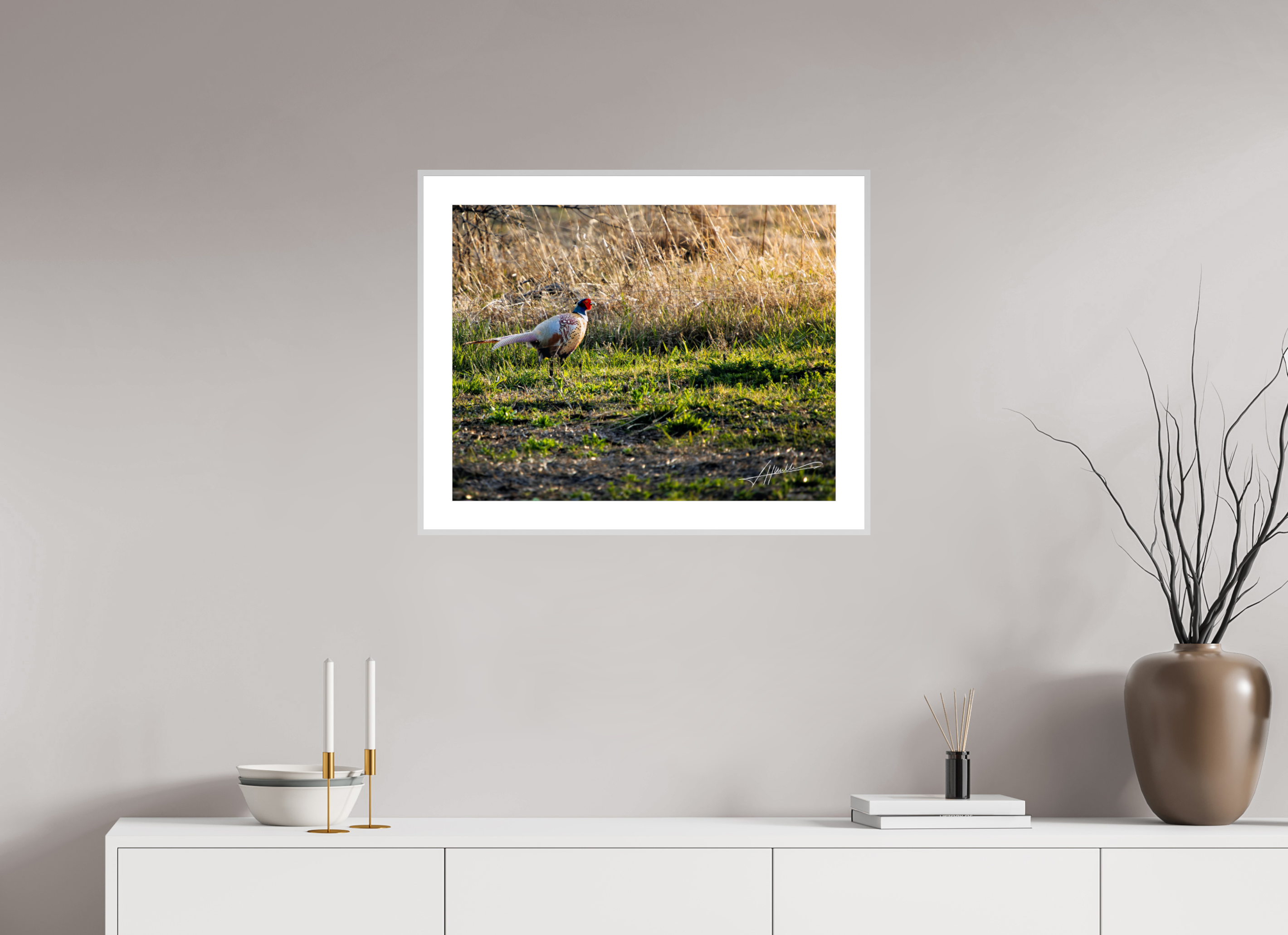 25.9 x 20″, Changeable Magnetic Frame Evening Pheasant