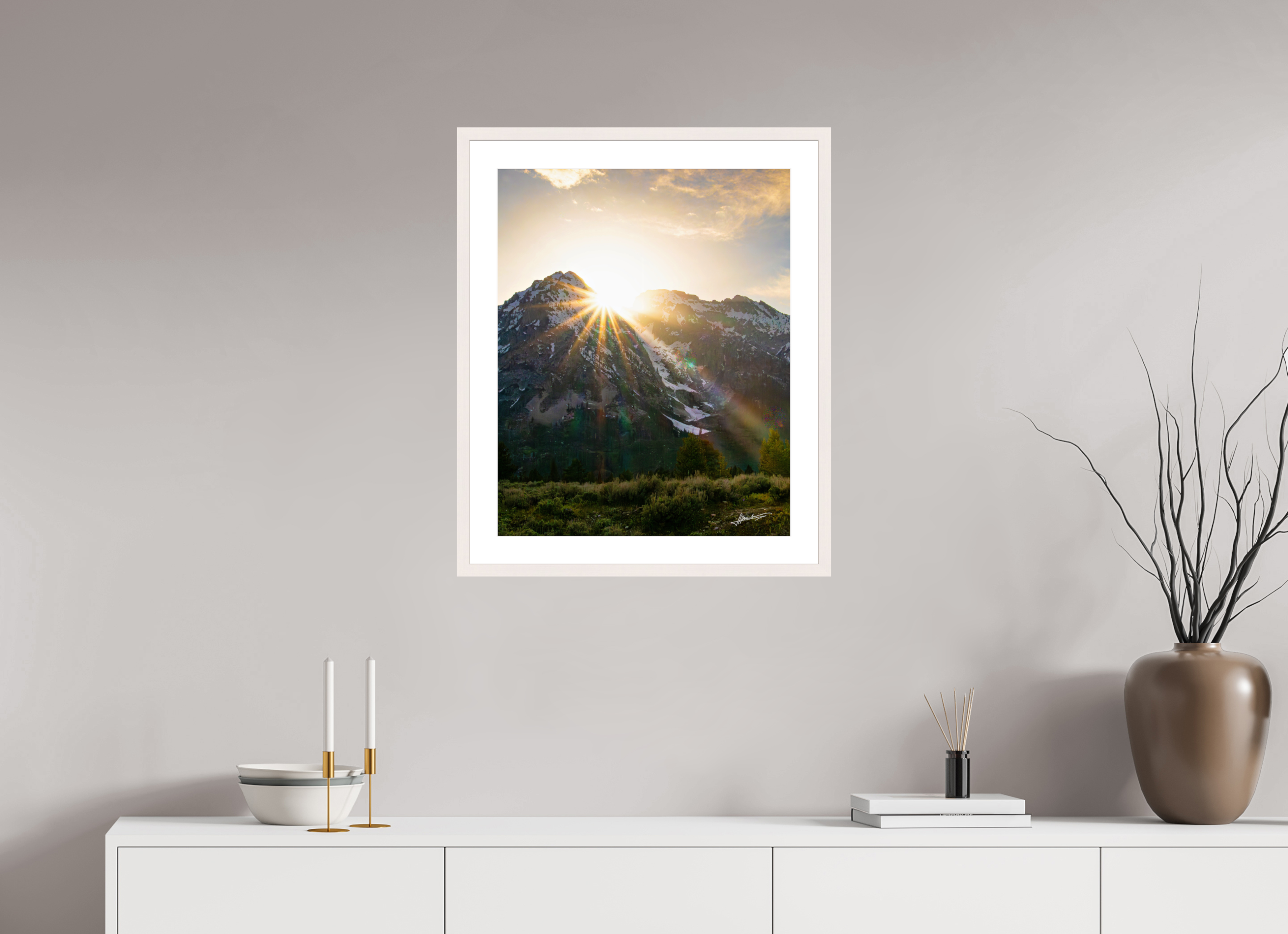 20 x 25″, Solid Wood Frame with Passe-partout The Last Ray