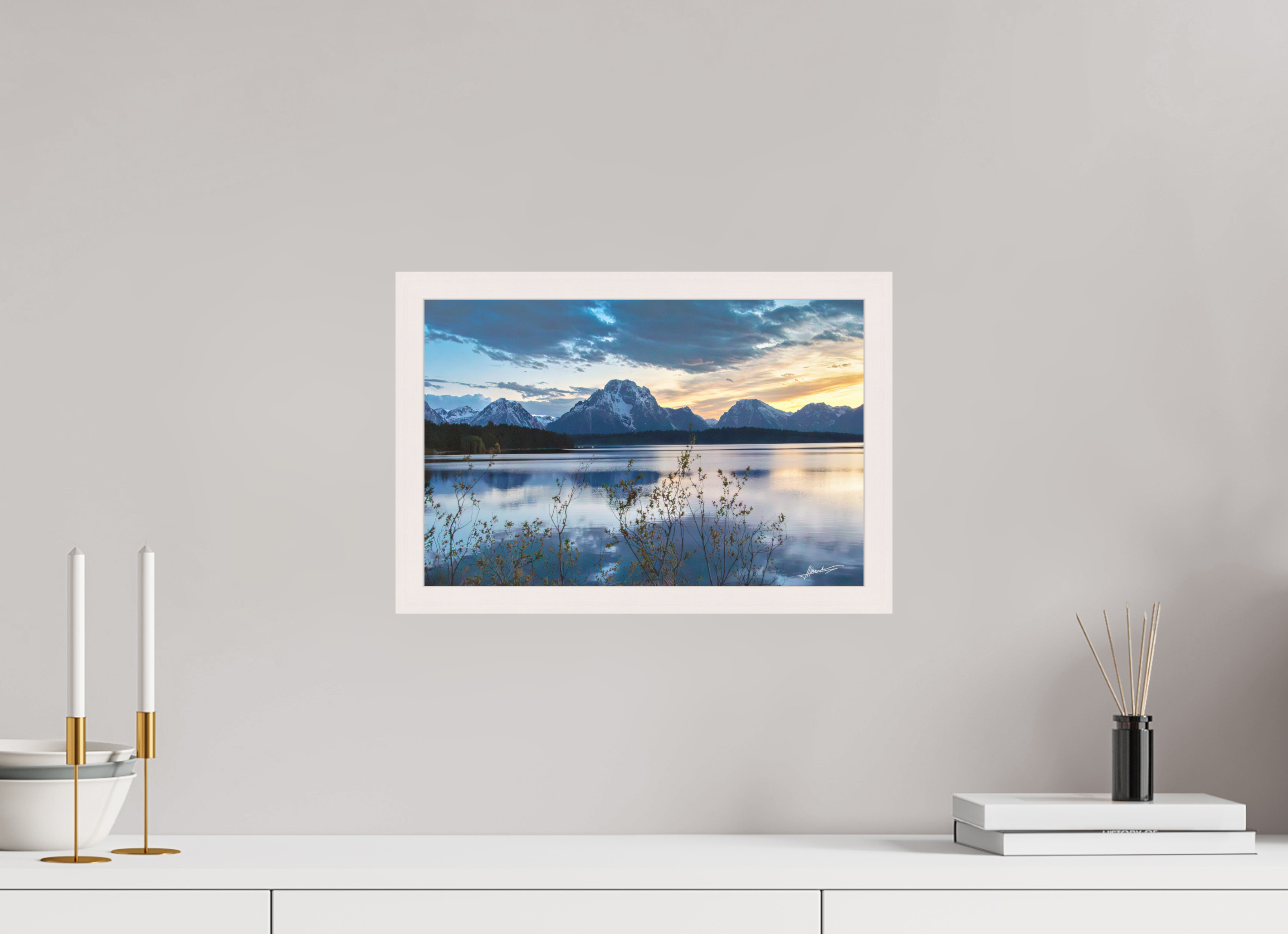 15 x 10″, Shadow Box Frame Sunset on Jackson Lake