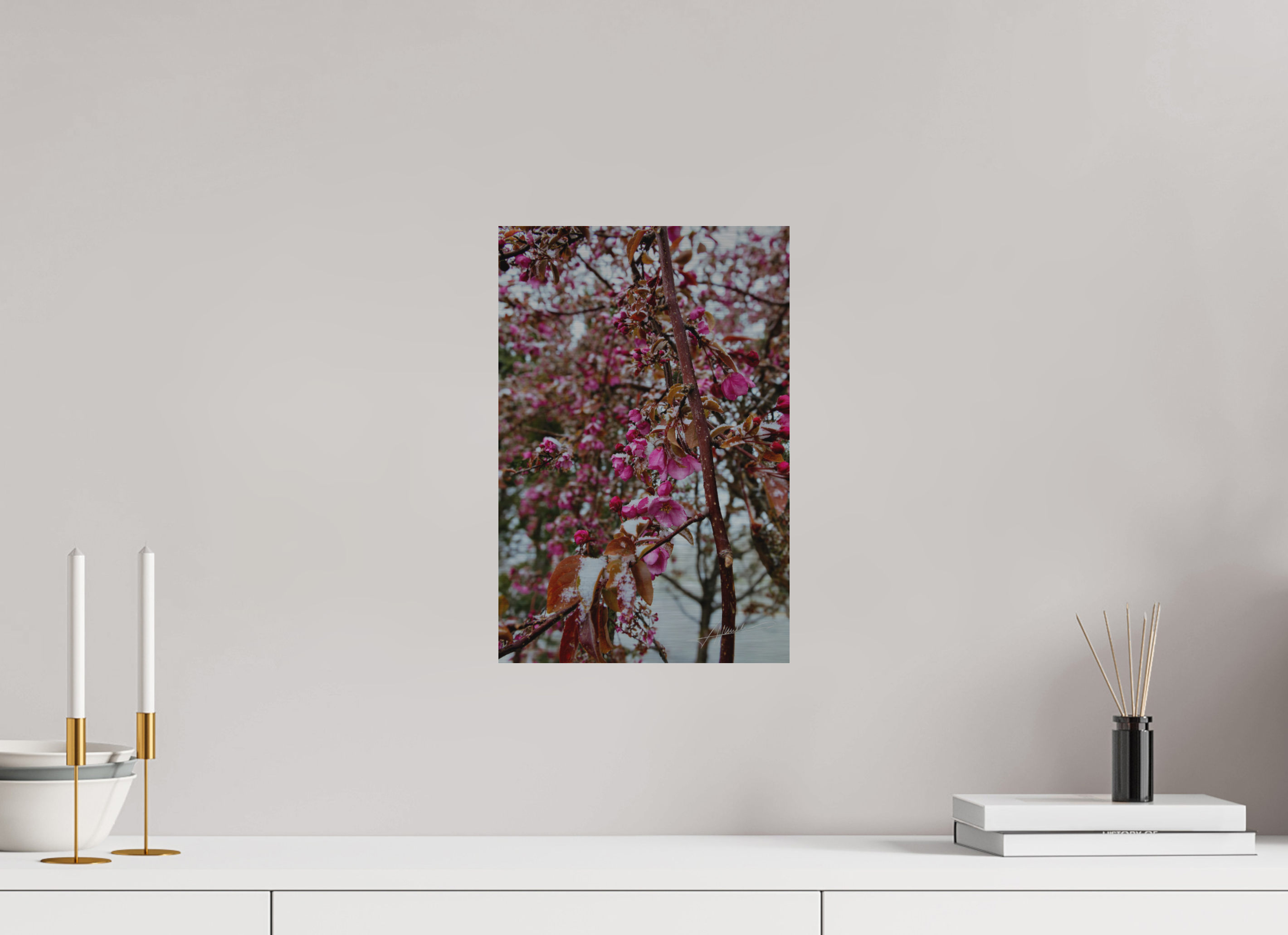 10 x 15″, Direct Brushed Aluminum Late Spring Snow