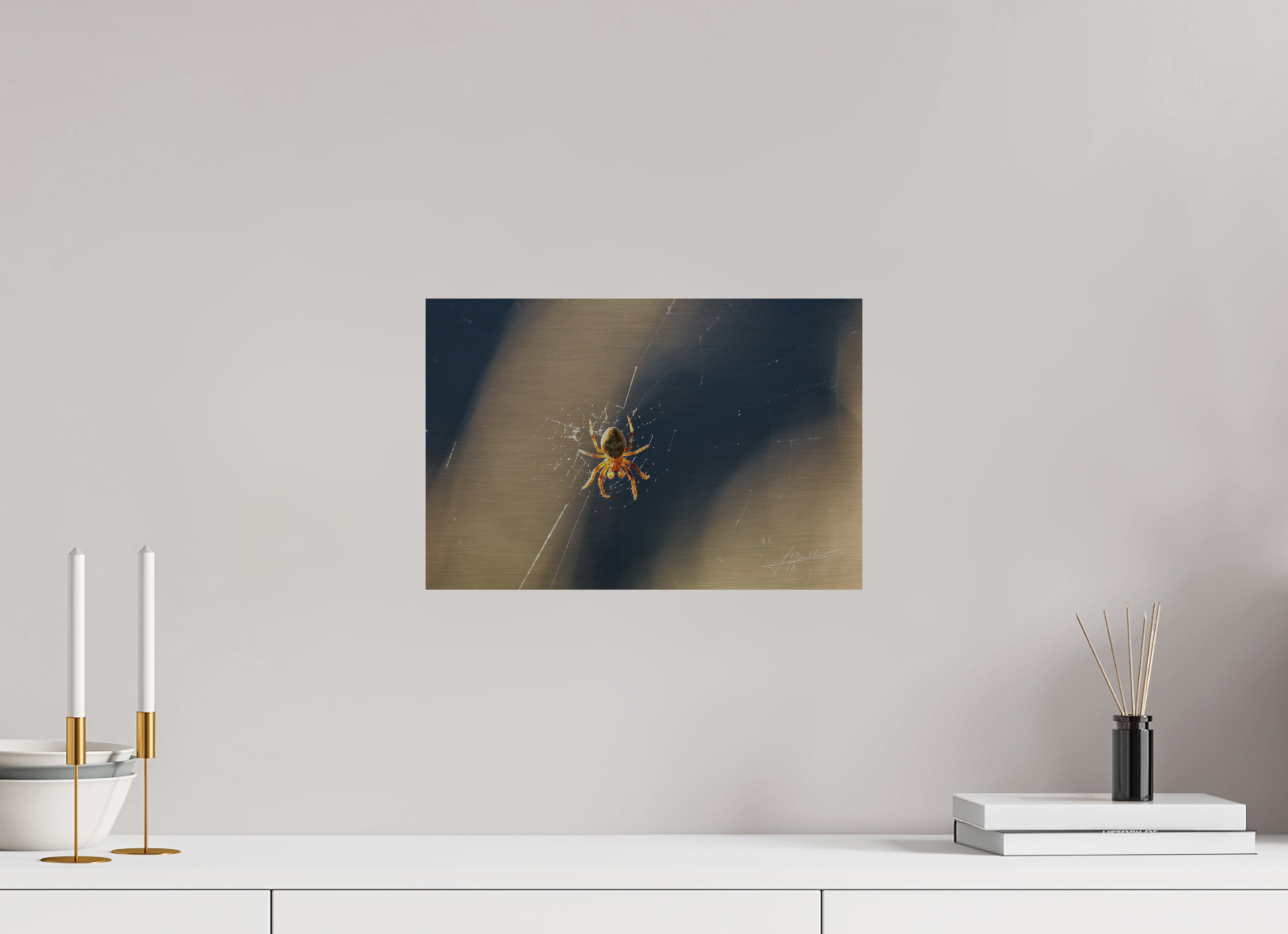 15 x 10″, Direct Brushed Aluminum Tattered Web