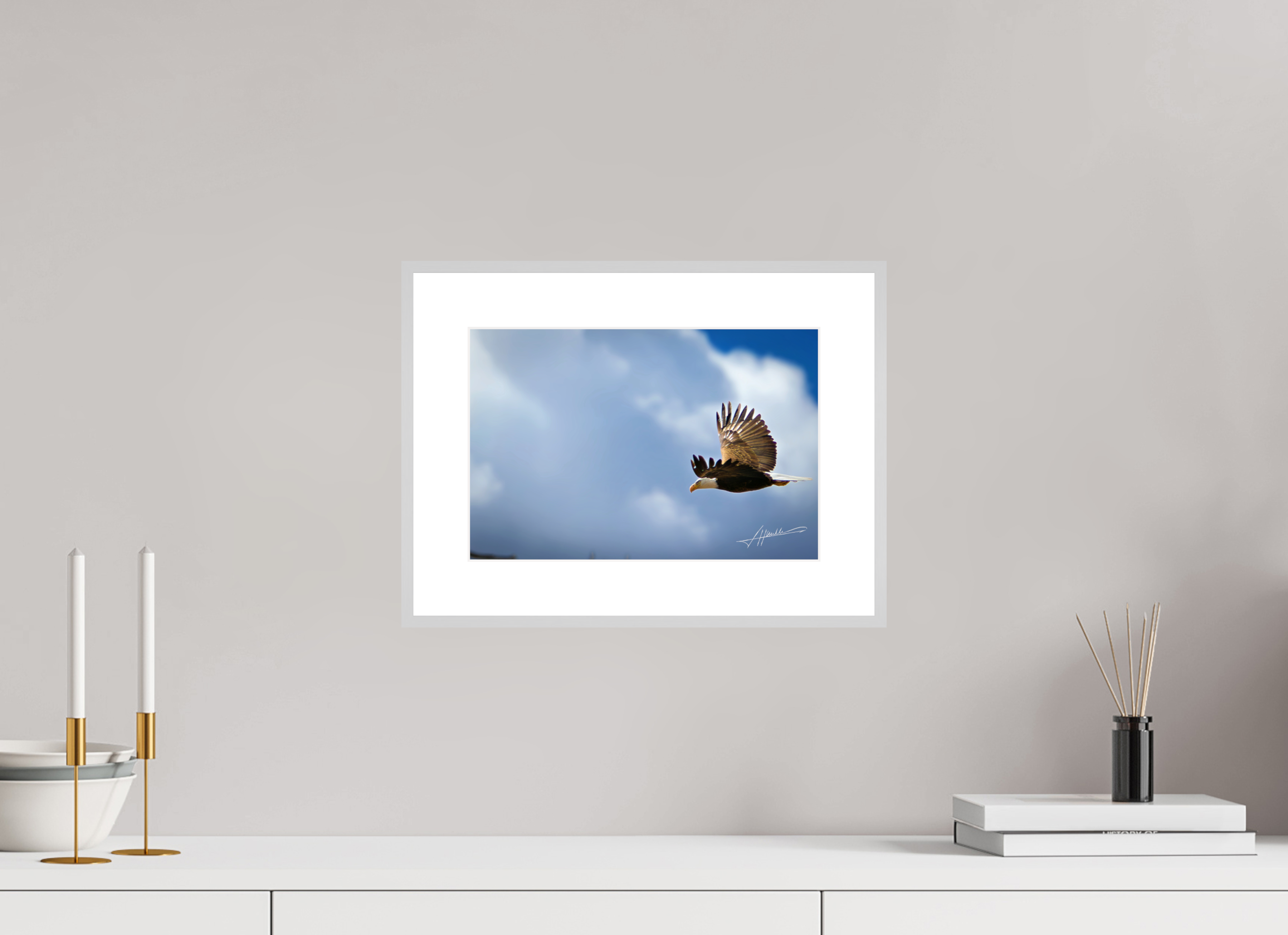 12 x 8″, Changeable Magnetic Frame Bald Eagle Flying
