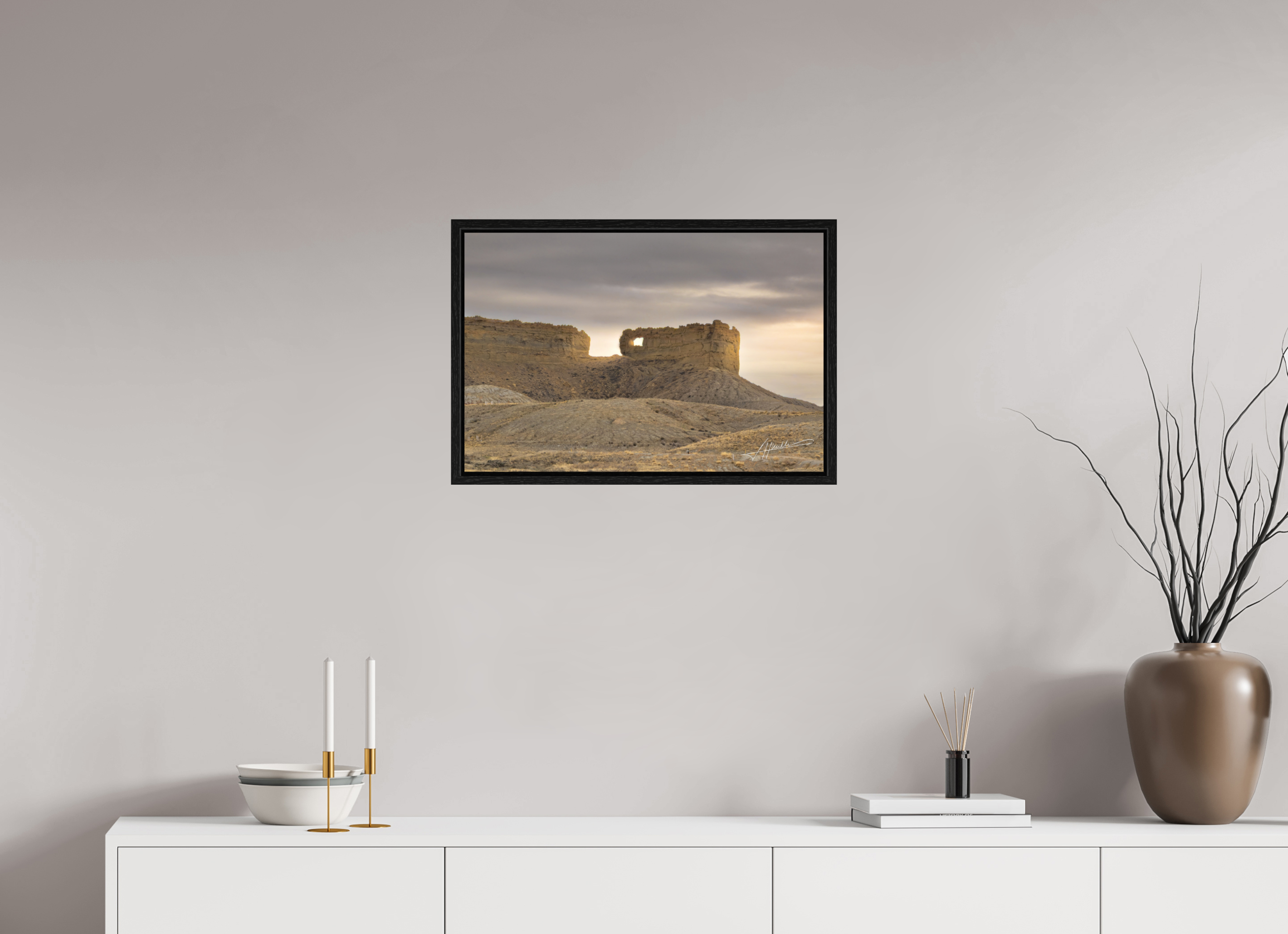 24 x 16″, Floater Frame Sun on the Buttes