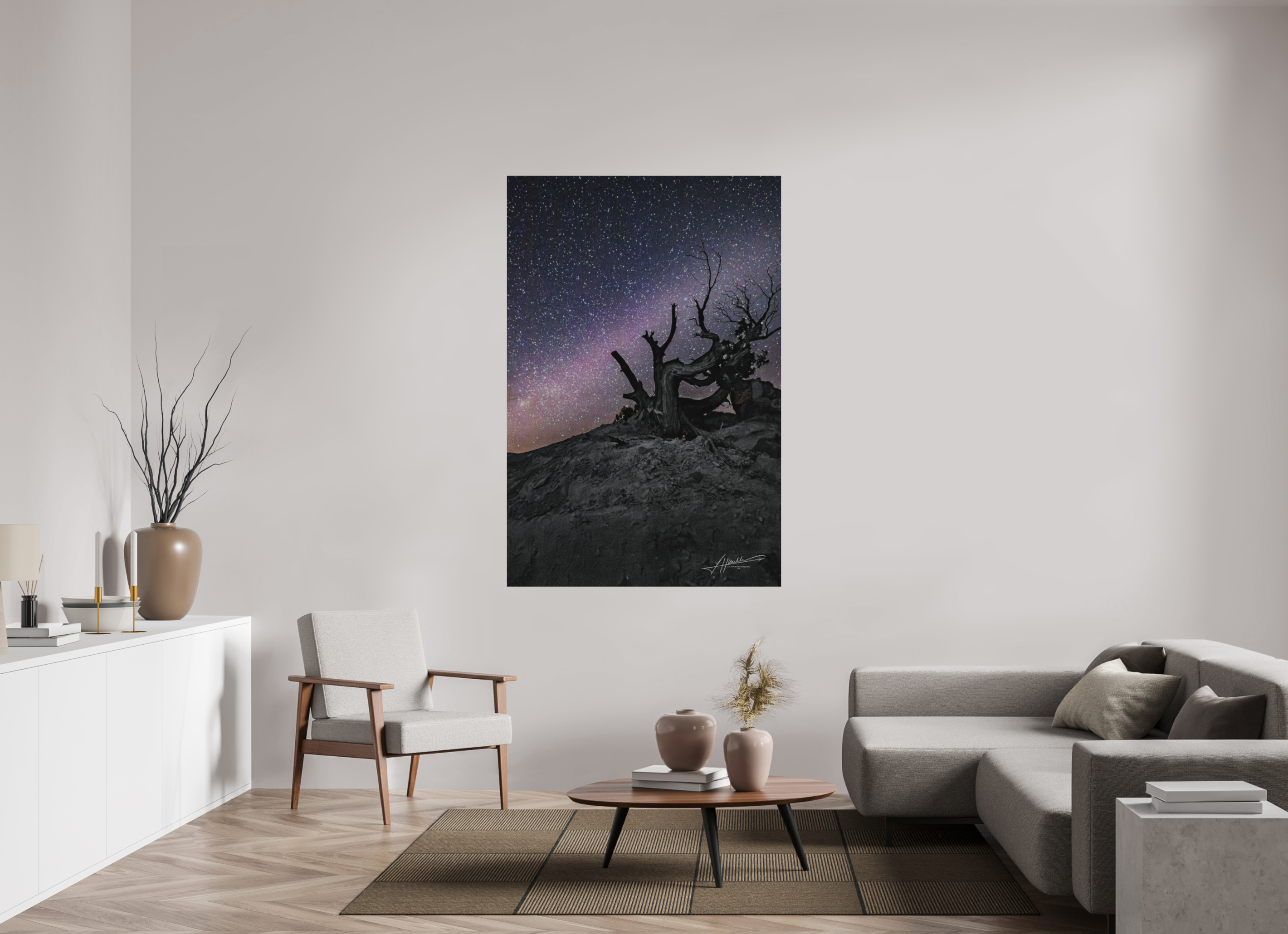 44 x 66″, Direct Brushed Aluminum Reaching the Milky Way