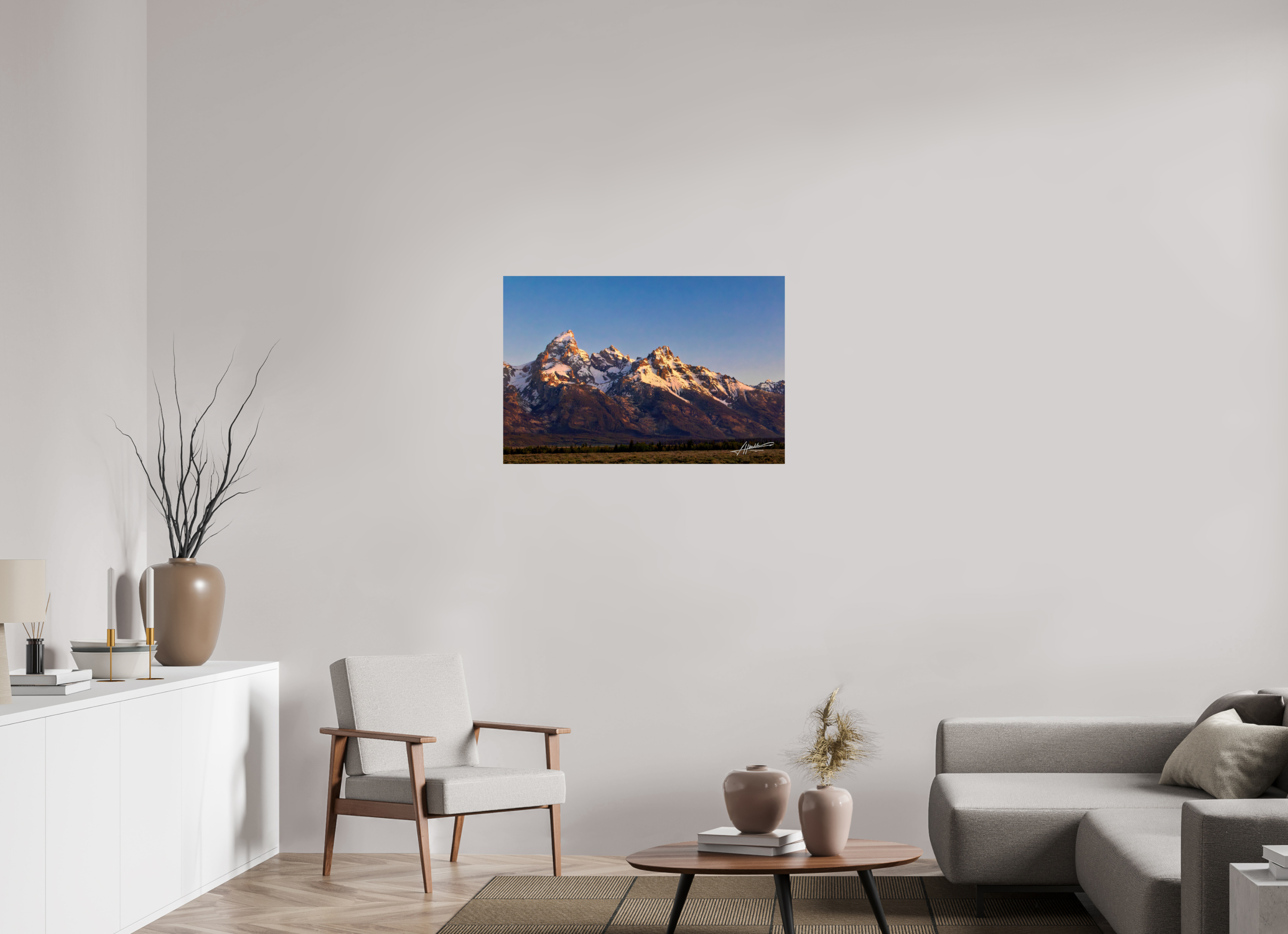 36 x 24″, Fine Art Print Sunrising on the Tetons