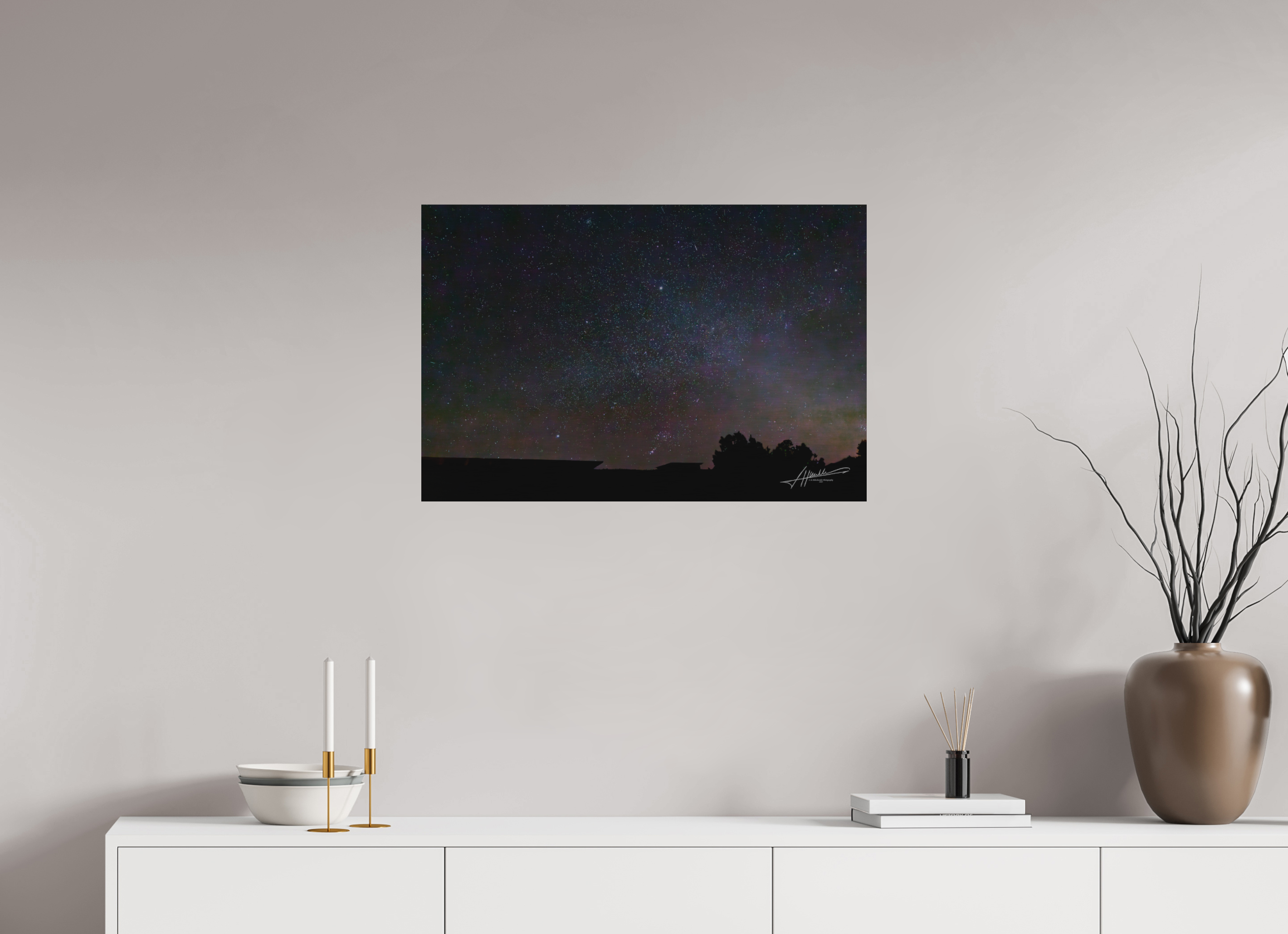 30 x 20″, Direct Brushed Aluminum Watching the Stars