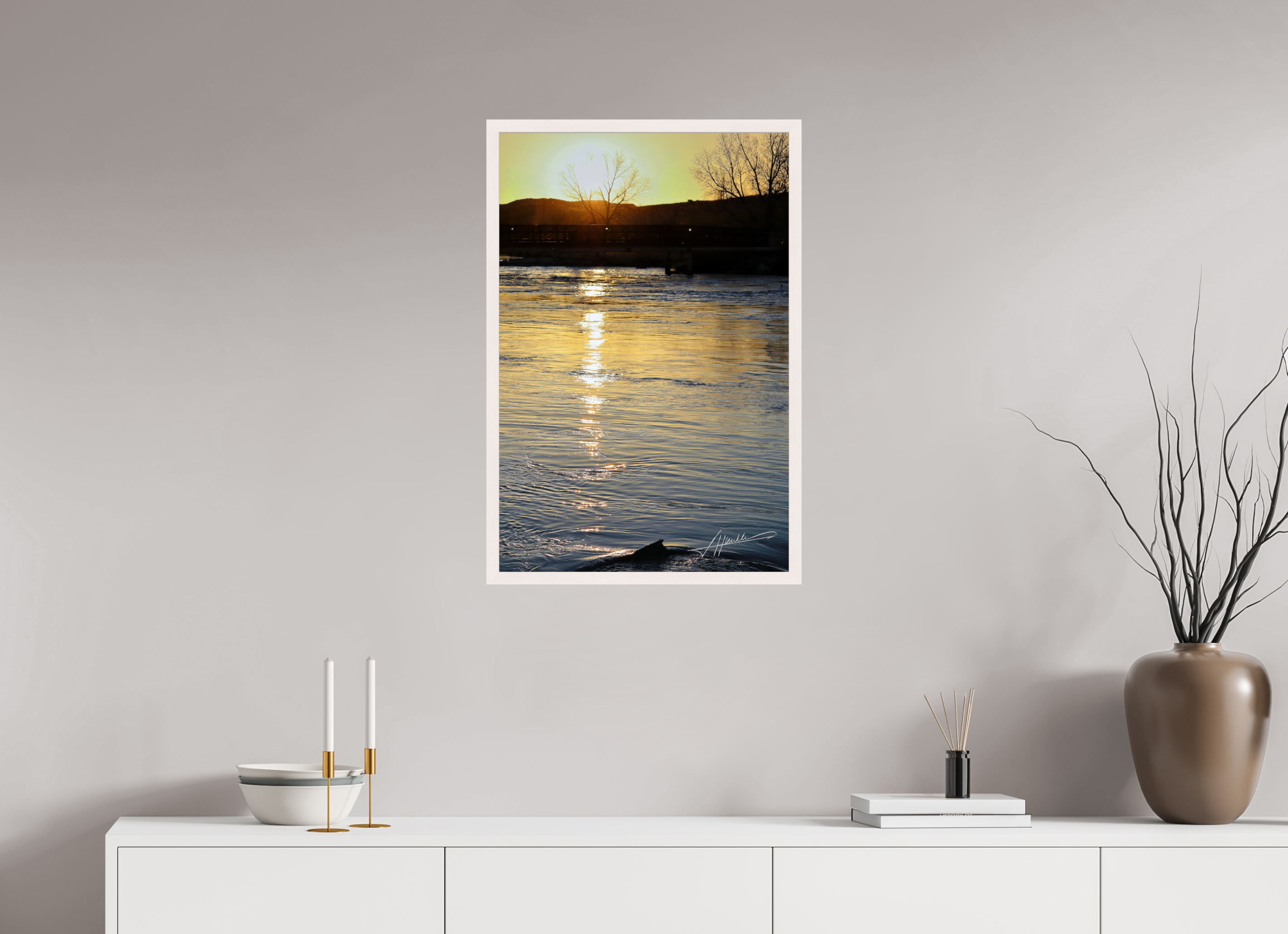 20 x 30″, Gallery Frame Sunset on the River