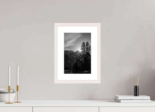 8 x 12″, Solid Wood Frame with Passe-partout B/W Peaks