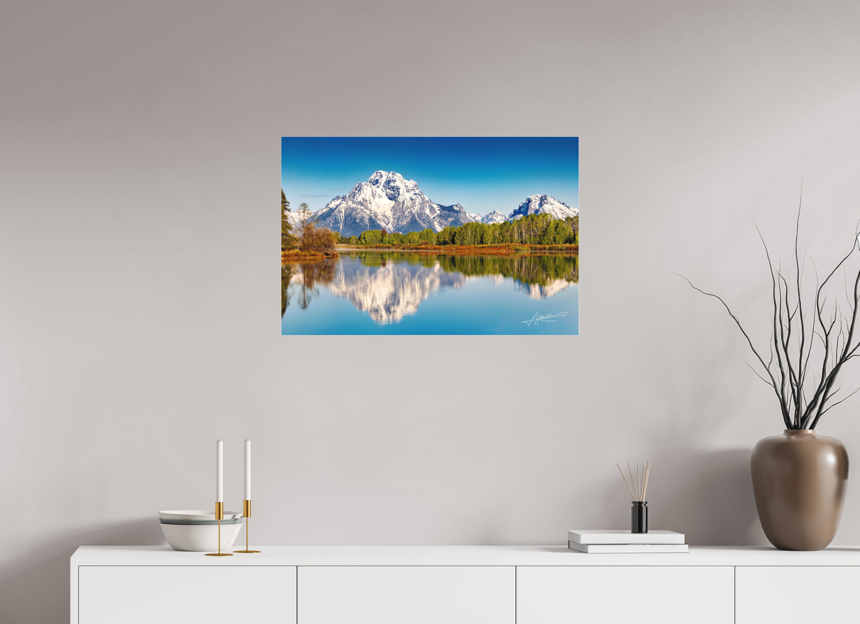 30 x 20″, Fine Pigment Under Acrylic Serene Reflection
