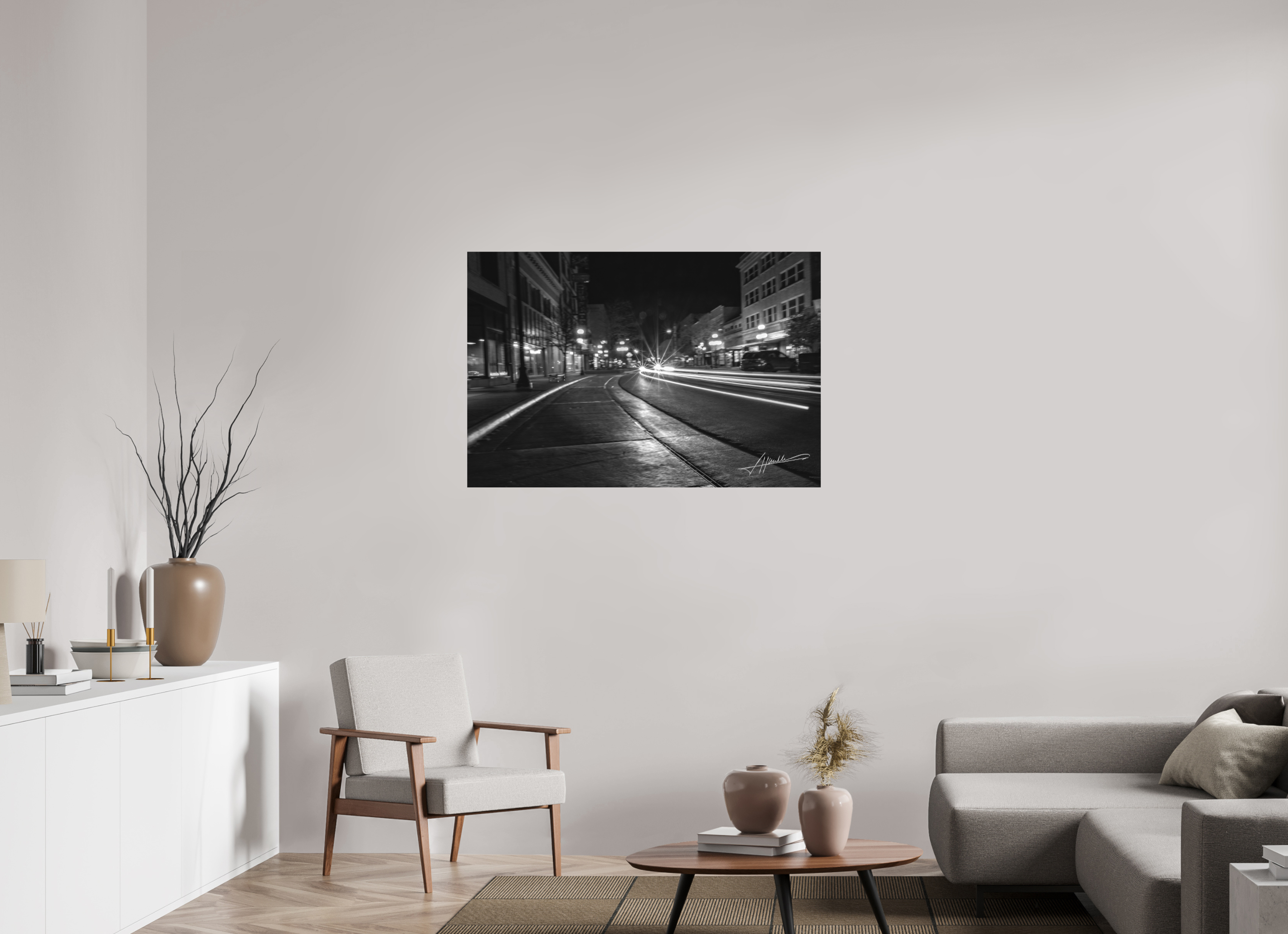 45 x 30″, Ilford Aluminum BW A Street at Night