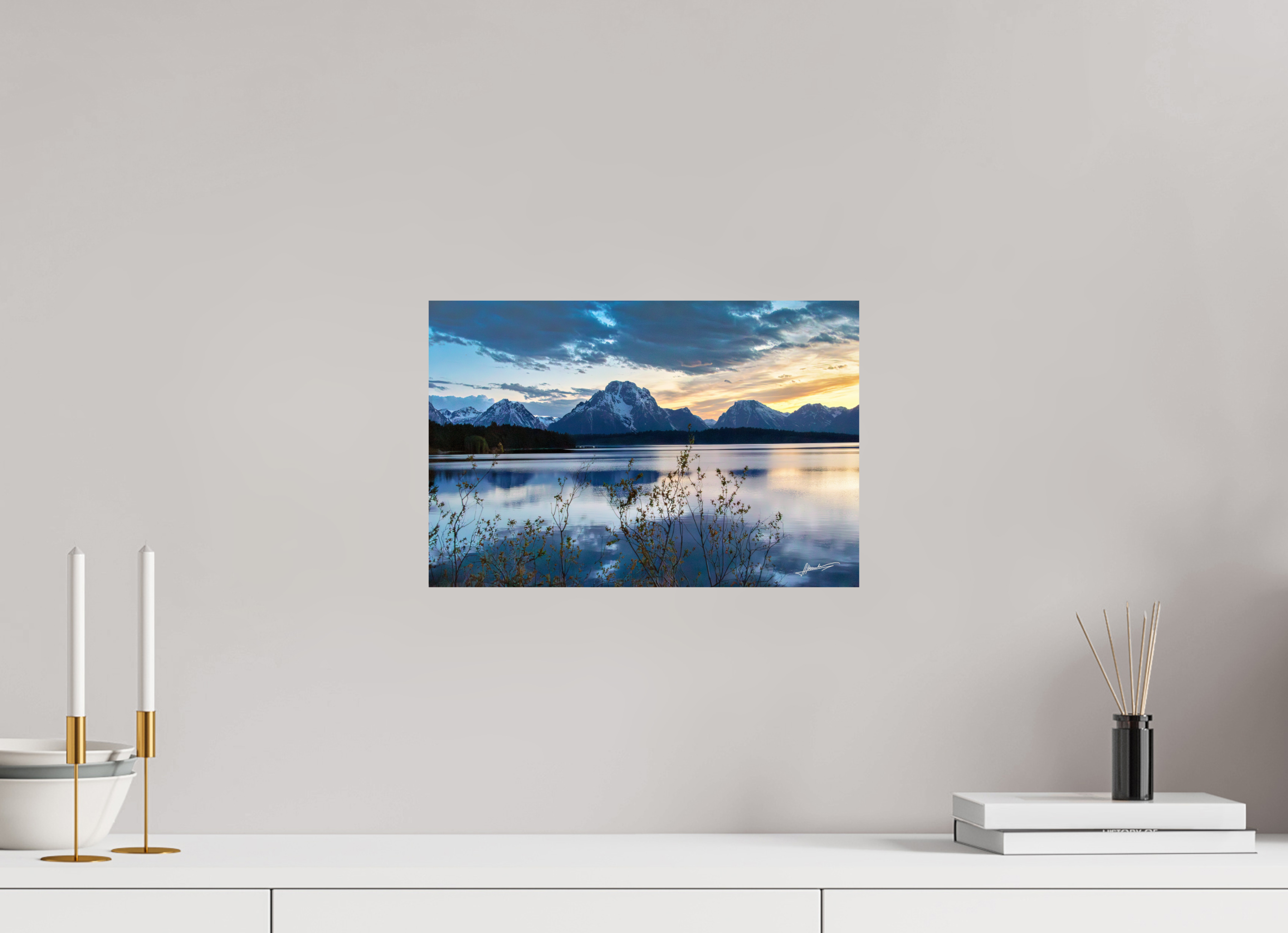15 x 10″, Metallic Photo Print On Fuji Crystal Pearl Sunset on Jackson Lake