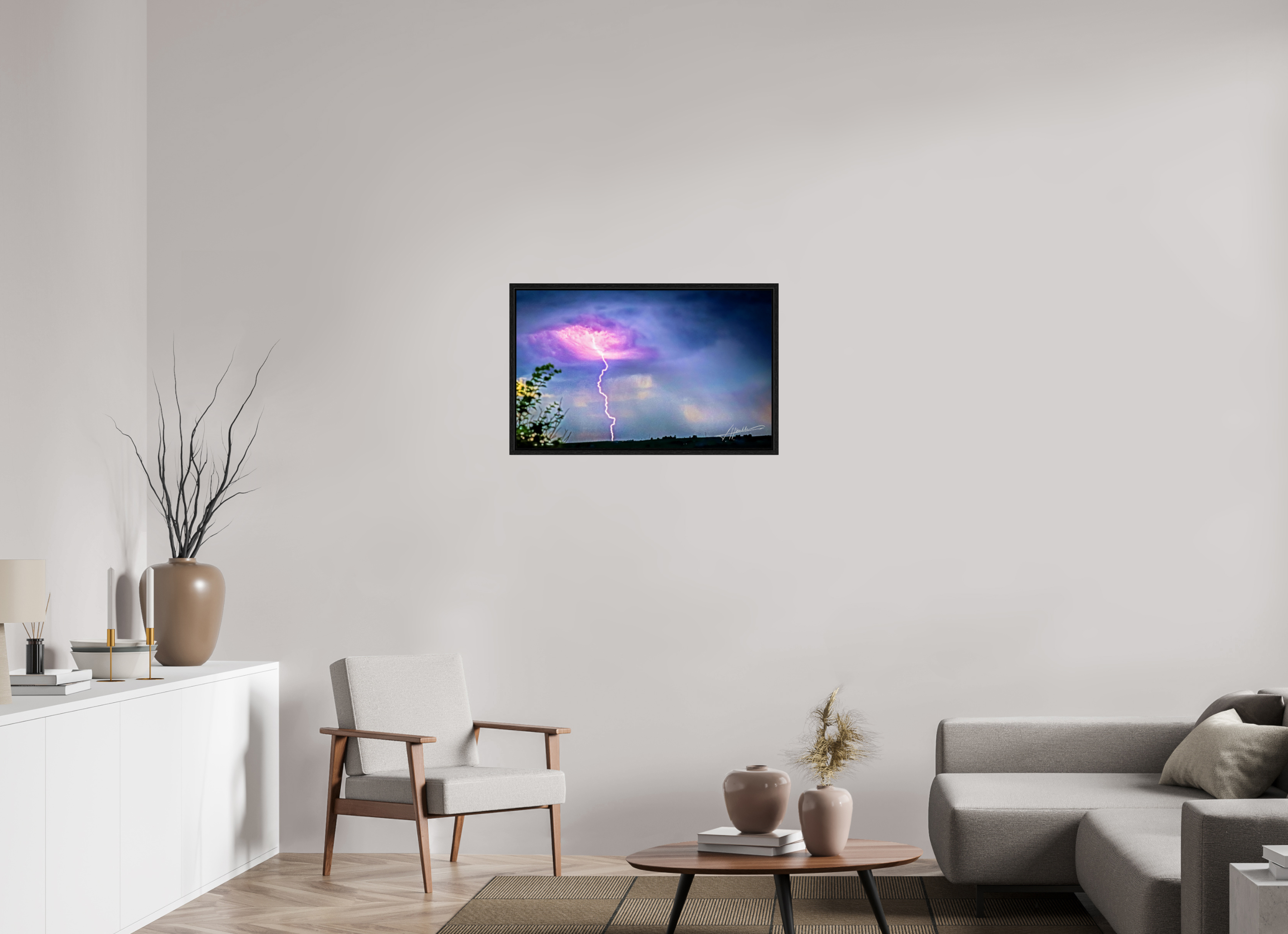 32.4 x 20″, Floater Frame Lightning Strike