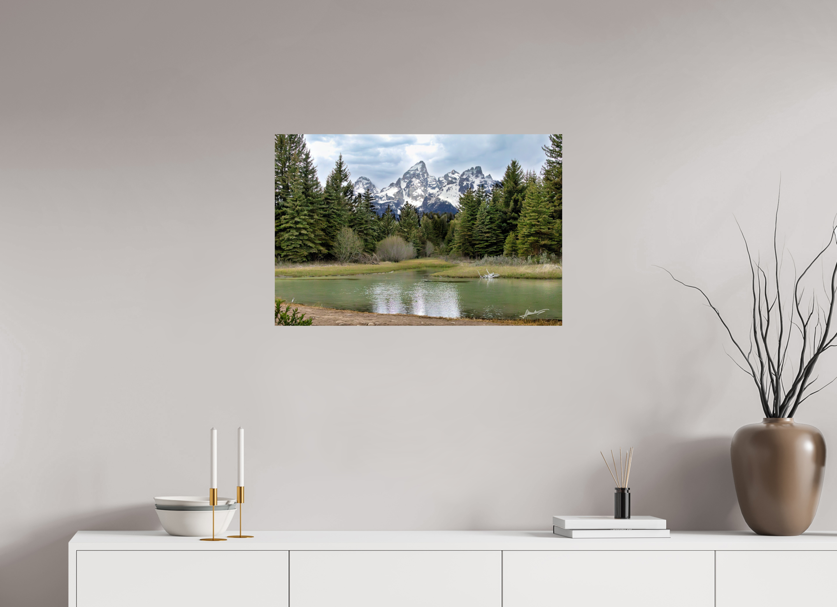 30 x 20″, Metallic Photo Print On Fuji Crystal Pearl Mountain Reflection