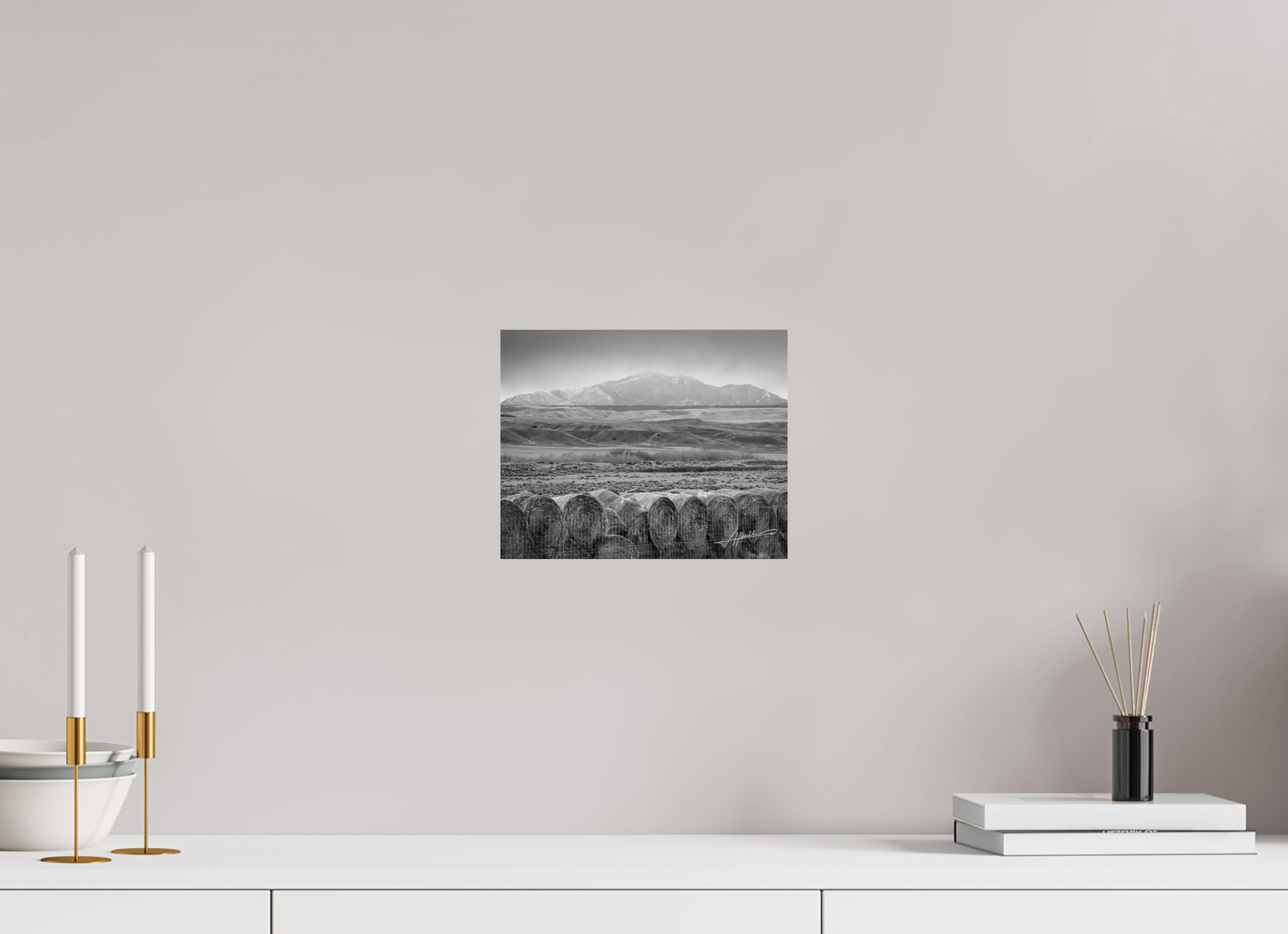 10 x 8″, Photo Print On Ilford Baryta Paper Hay Bales on the Prairie