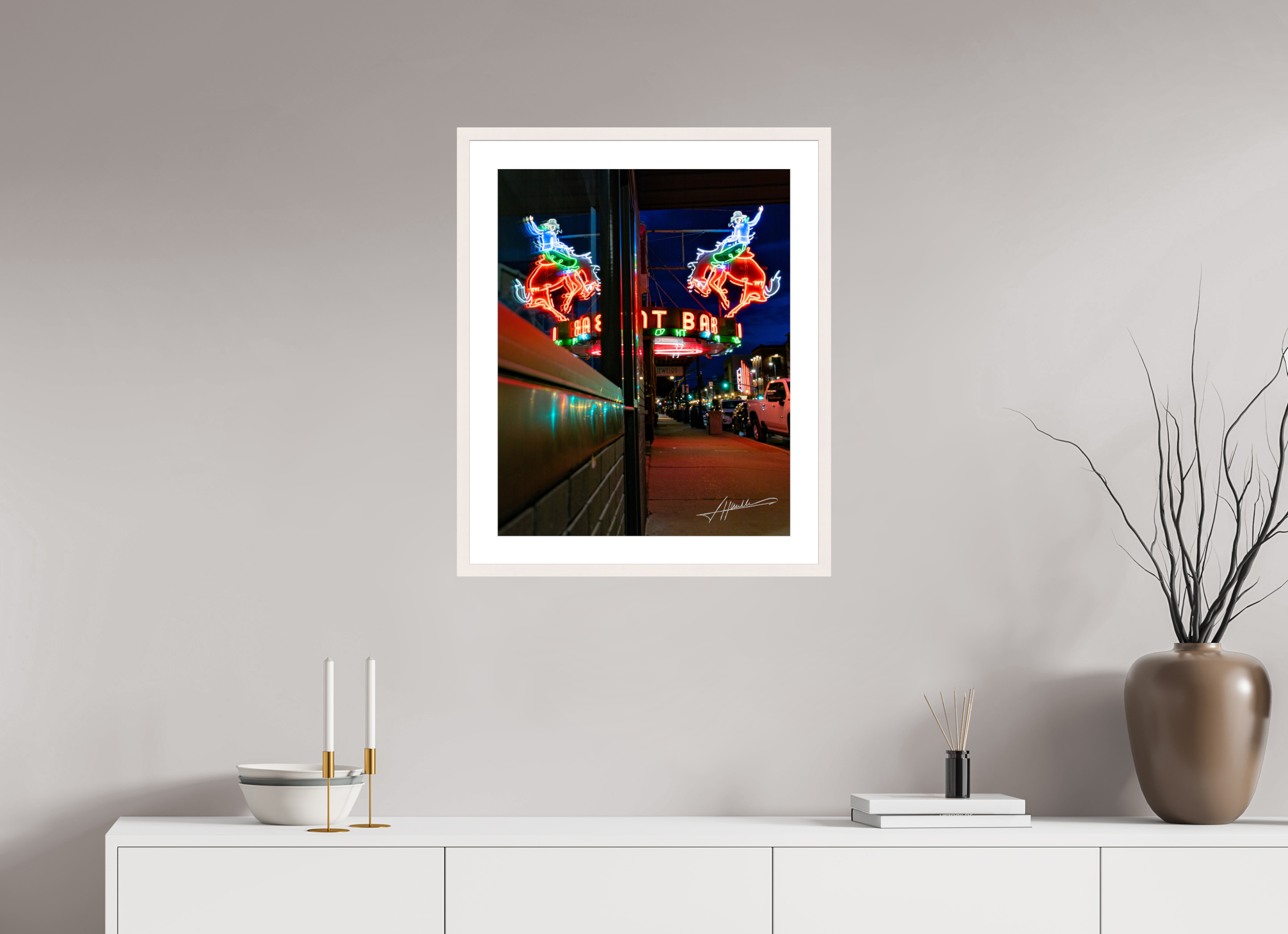 20 x 25″, Solid Wood Frame with Passe-partout Mint Bar Sherridan