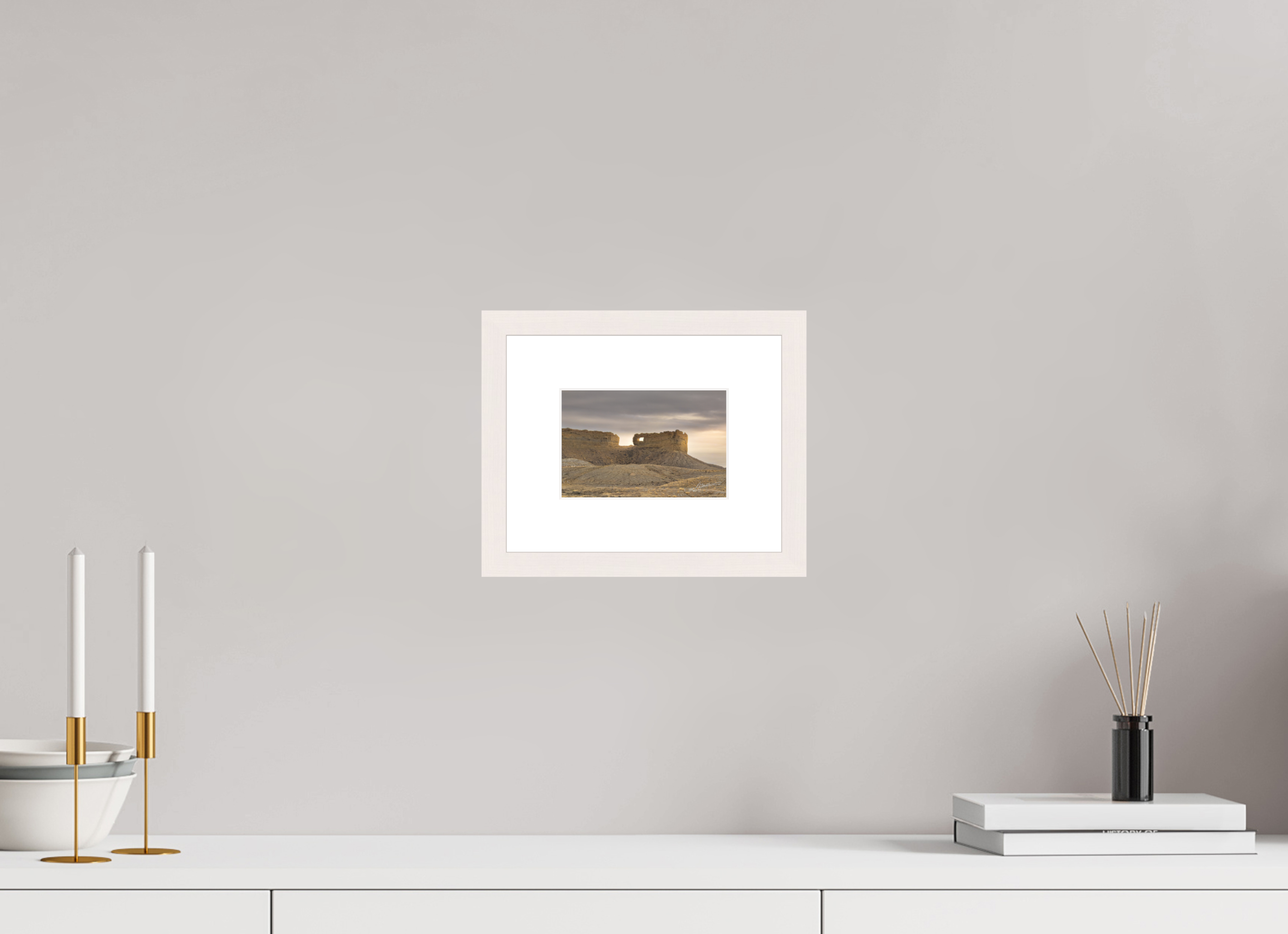 6 x 4″, Solid Wood Frame with Passe-partout Sun on the Buttes