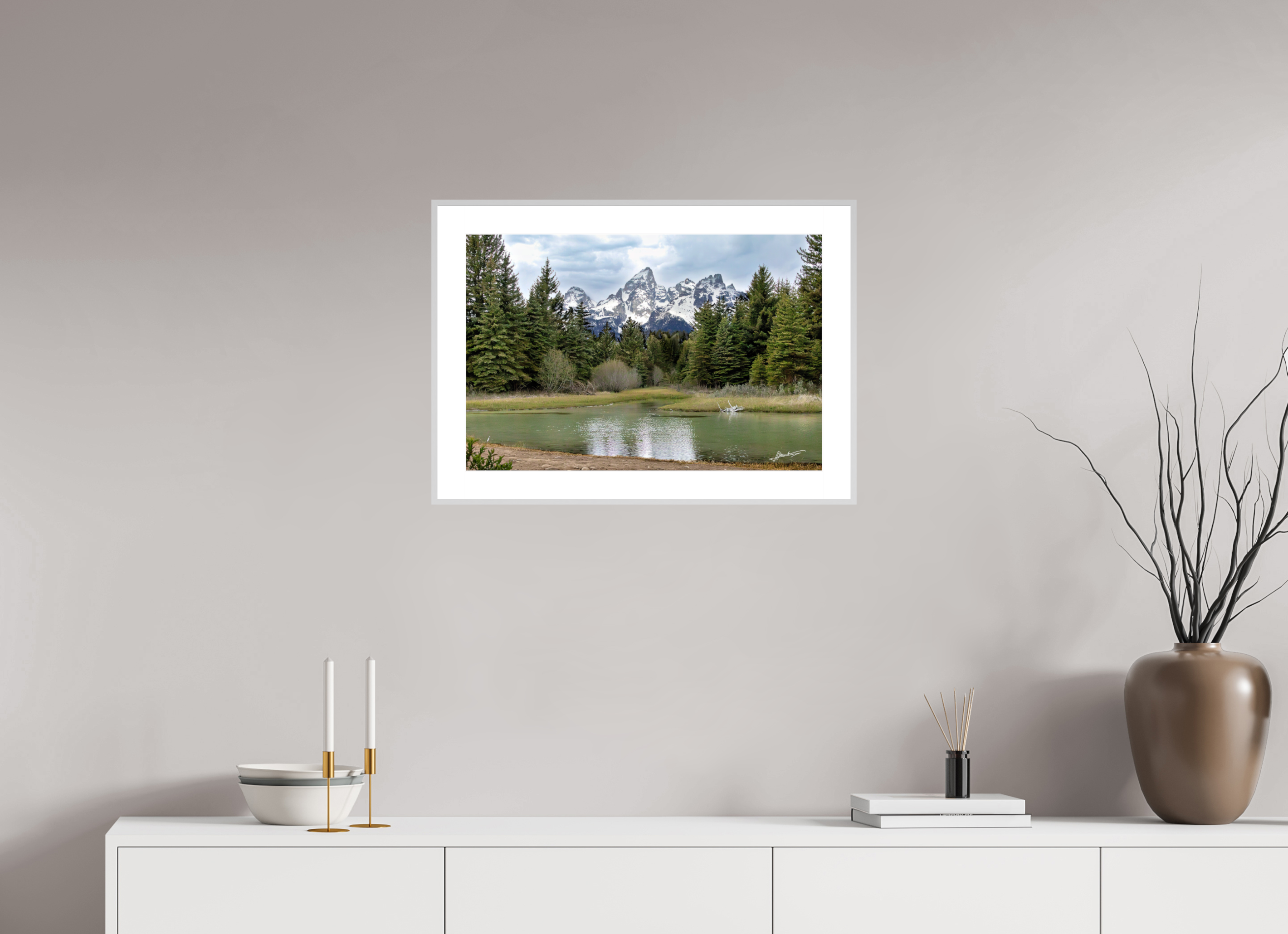 24 x 16″, Changeable Magnetic Frame Mountain Reflection