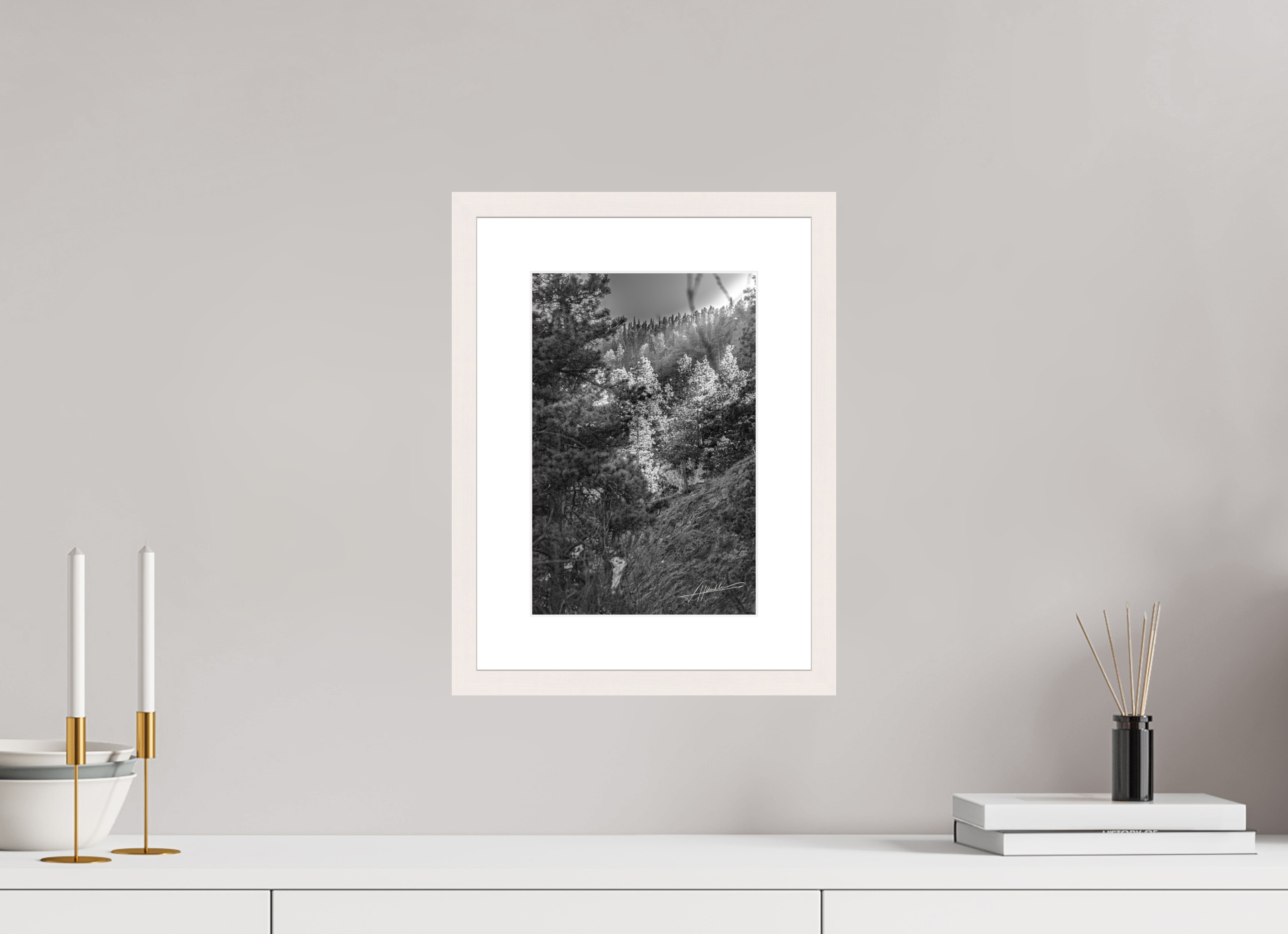 8 x 12″, Solid Wood Frame with Passe-partout Sun in the Mountains