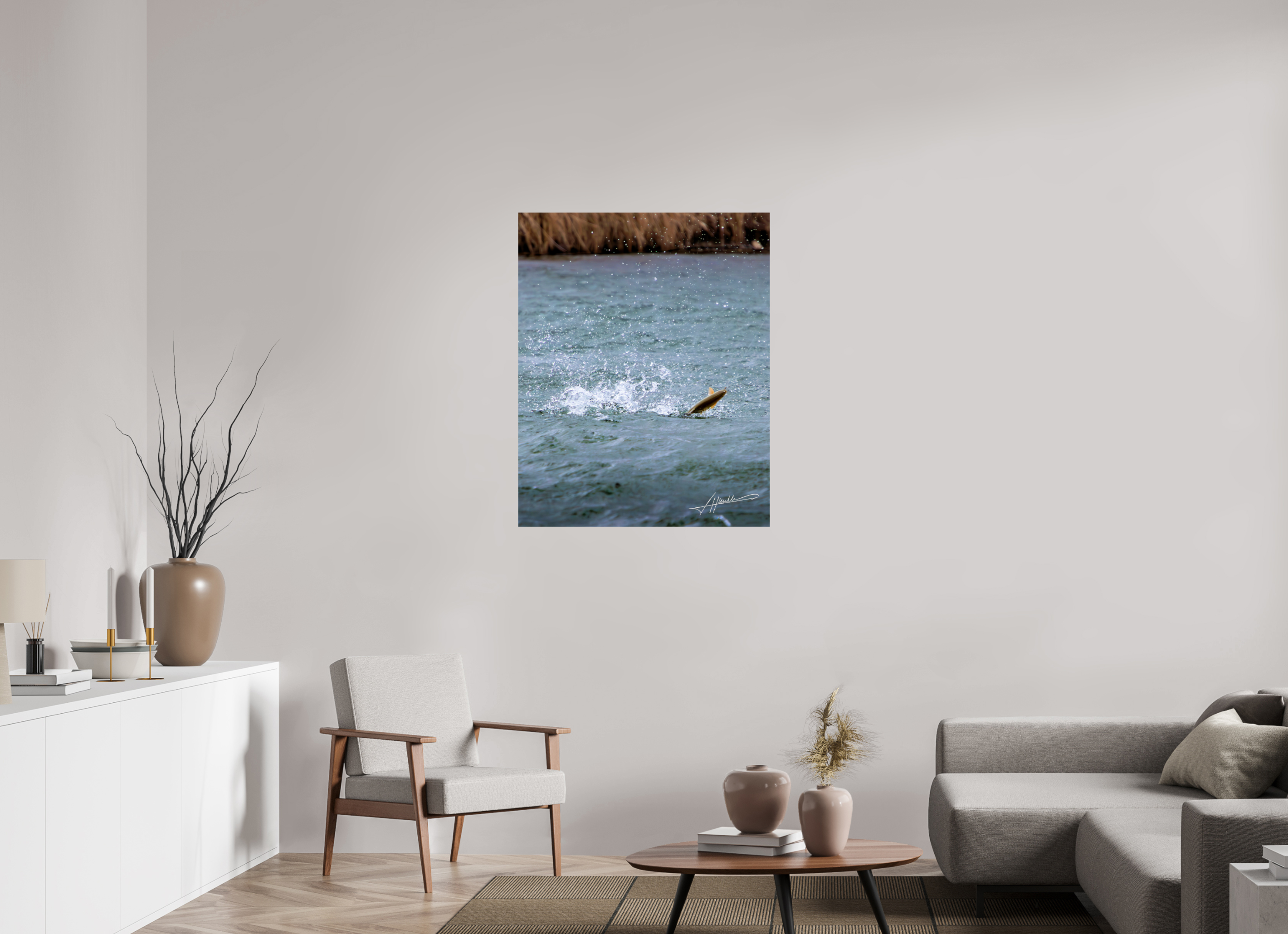 32 x 40″, Fine Art Dibond Jumping Rainbow Trout