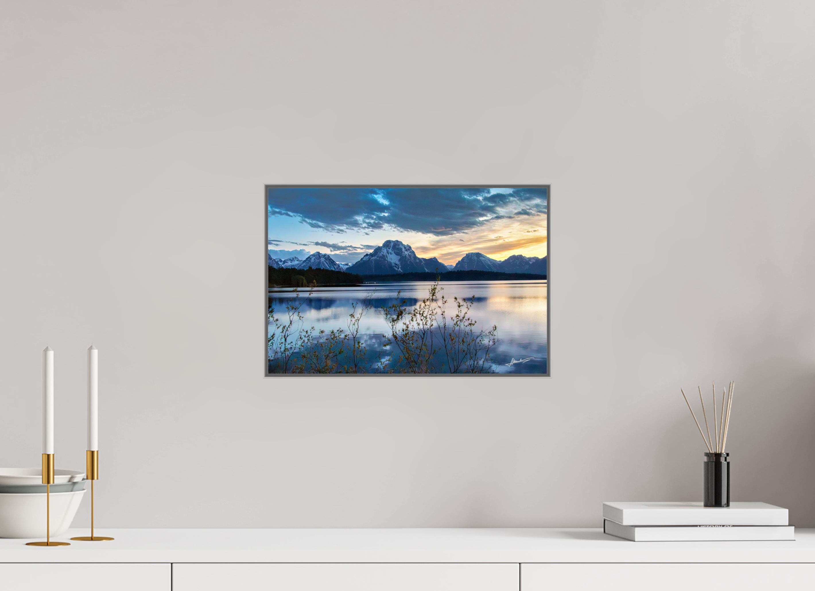 15 x 10″, Aluminum ArtBox Sunset on Jackson Lake