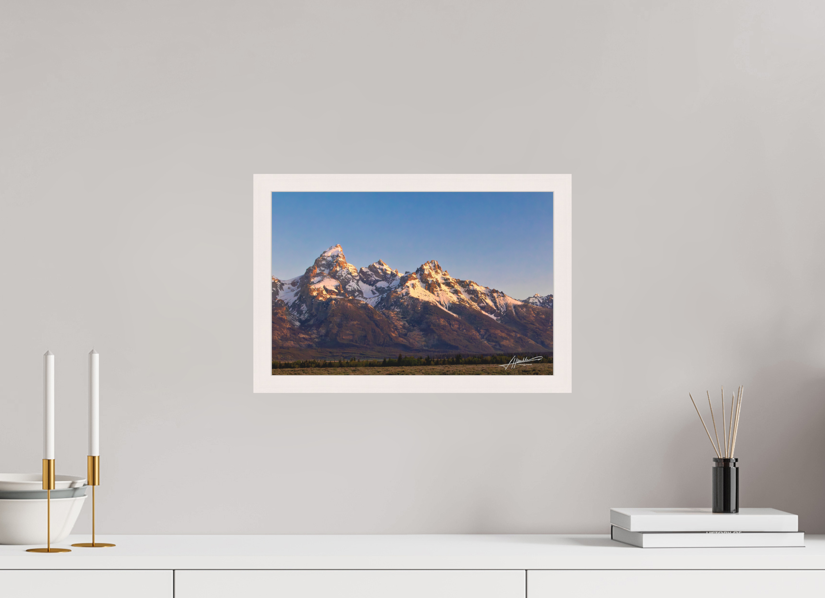 15 x 10″, Shadow Box Frame Sunrising on the Tetons