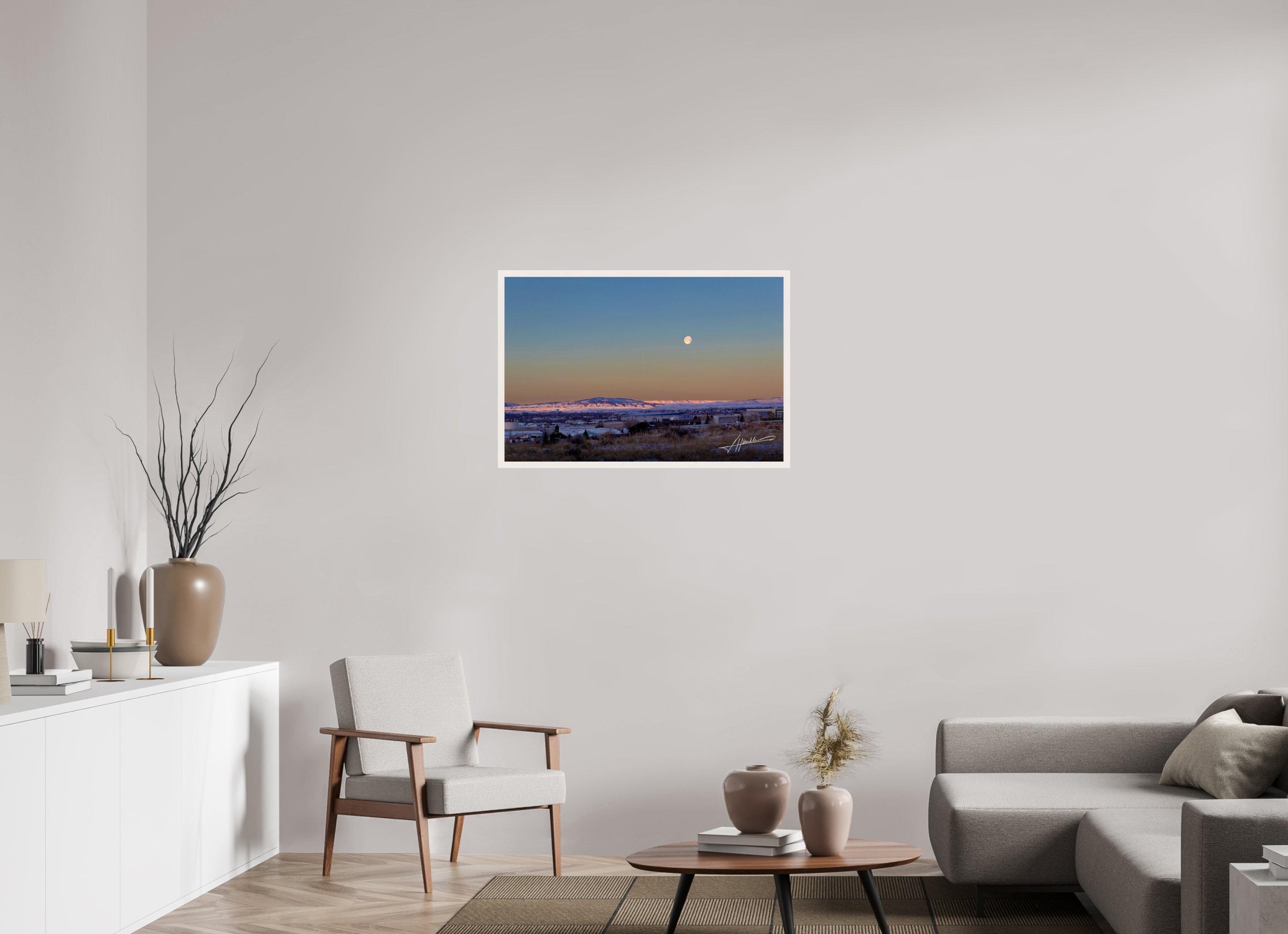 36 x 24″, Gallery Frame Full Moon at Sunrise