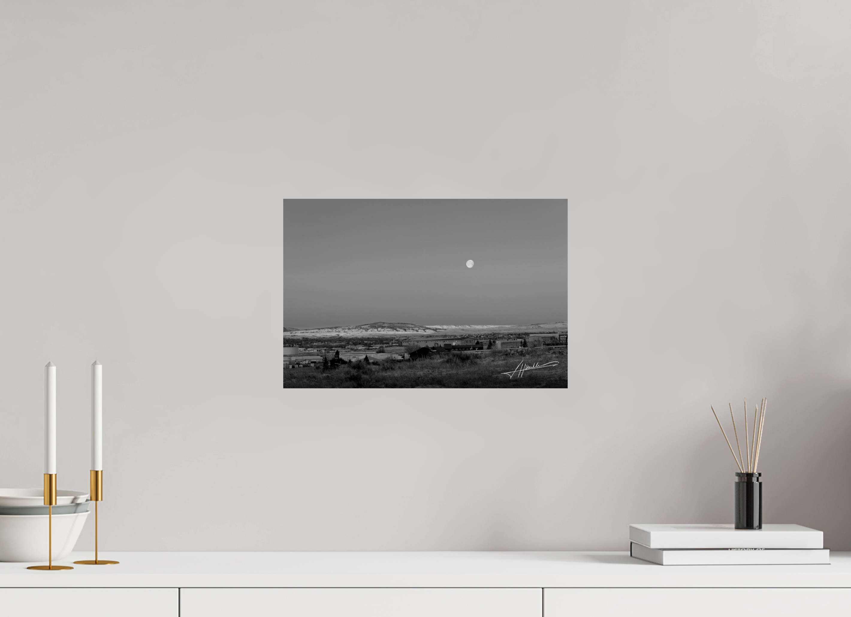 15 x 10″, Photo Print On Ilford Baryta Paper Full Moon at Sunrise