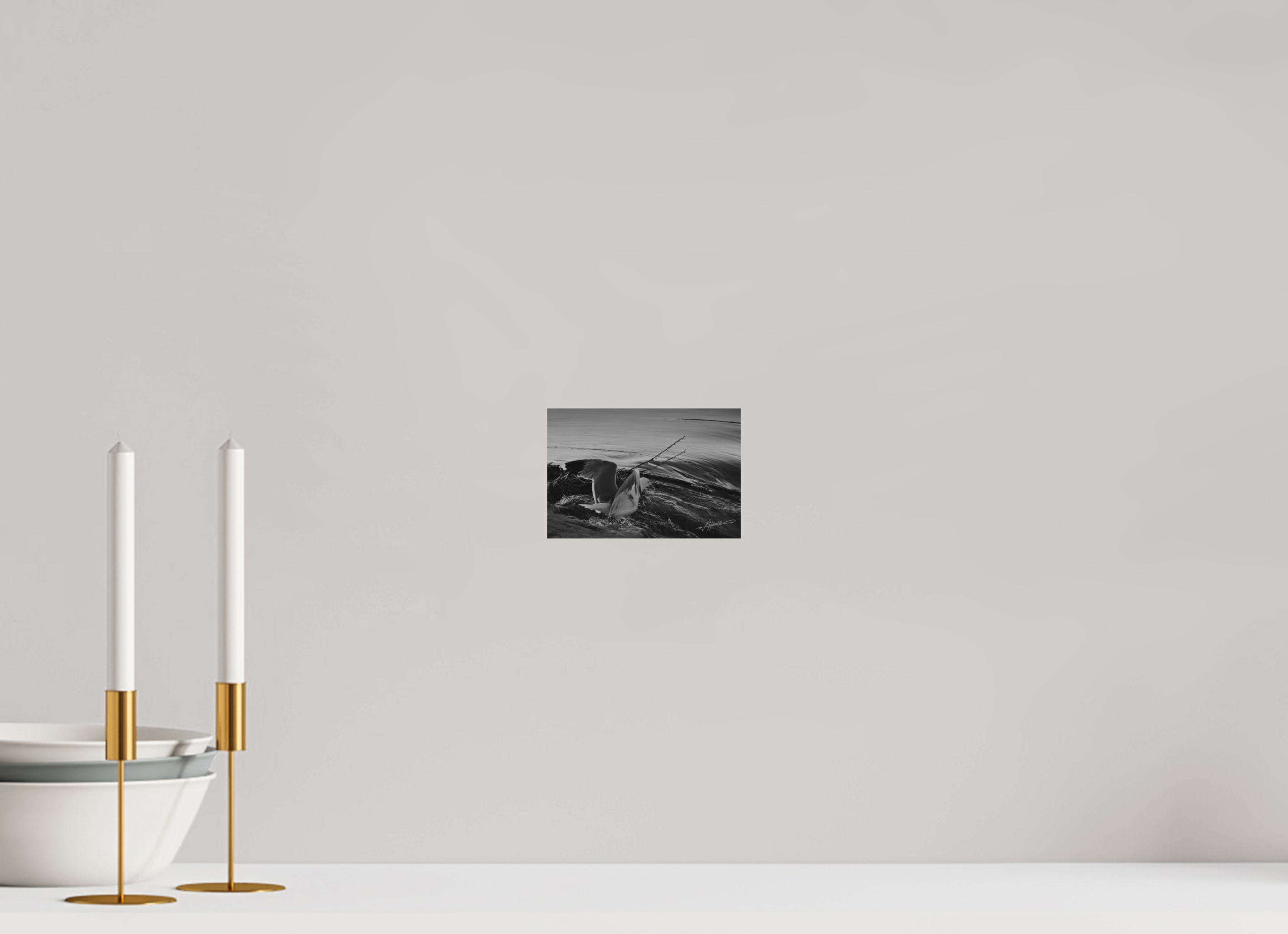6 x 4″, Direct Brushed Aluminum Seagull Takes Flight
