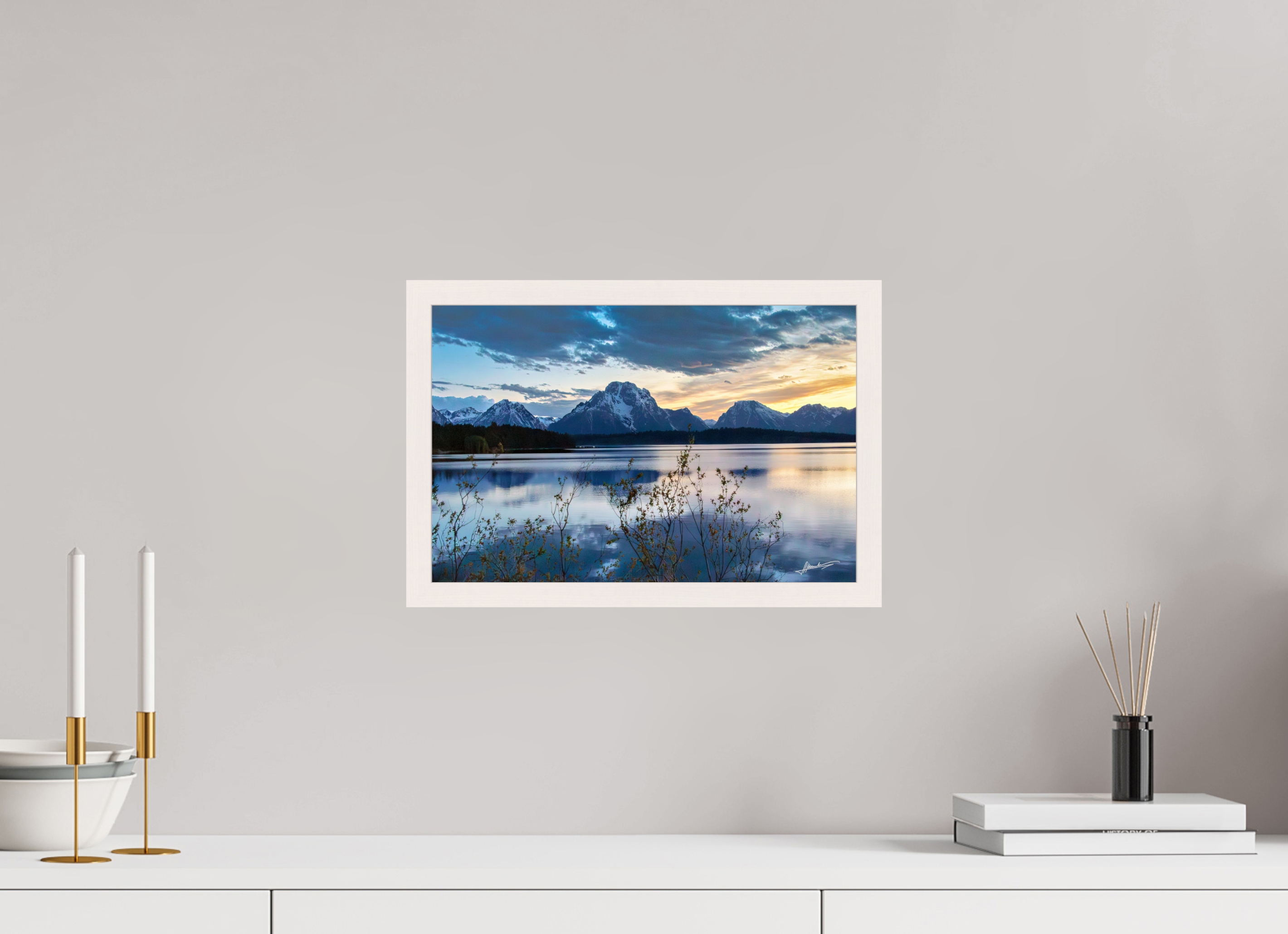 15 x 10″, Gallery Frame Sunset on Jackson Lake
