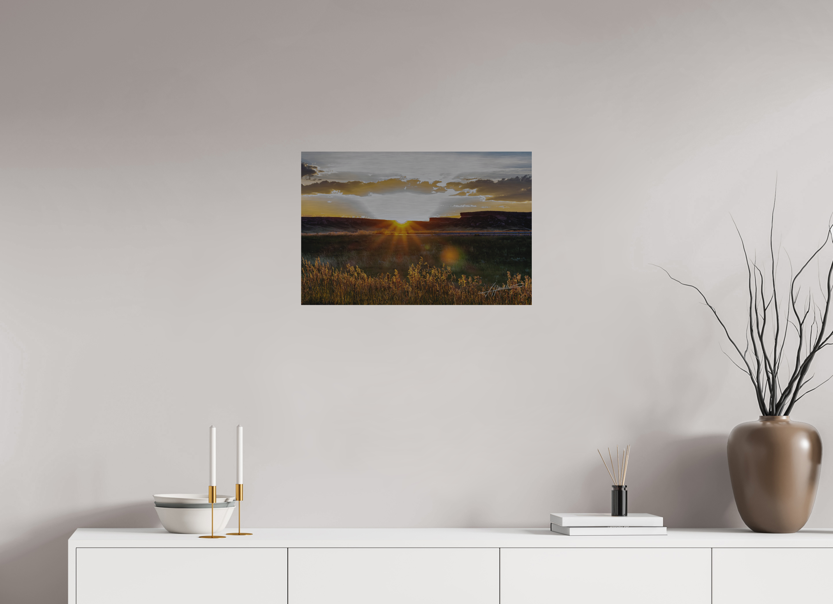 24 x 16″, Direct Brushed Aluminum Sunrise on the Planes
