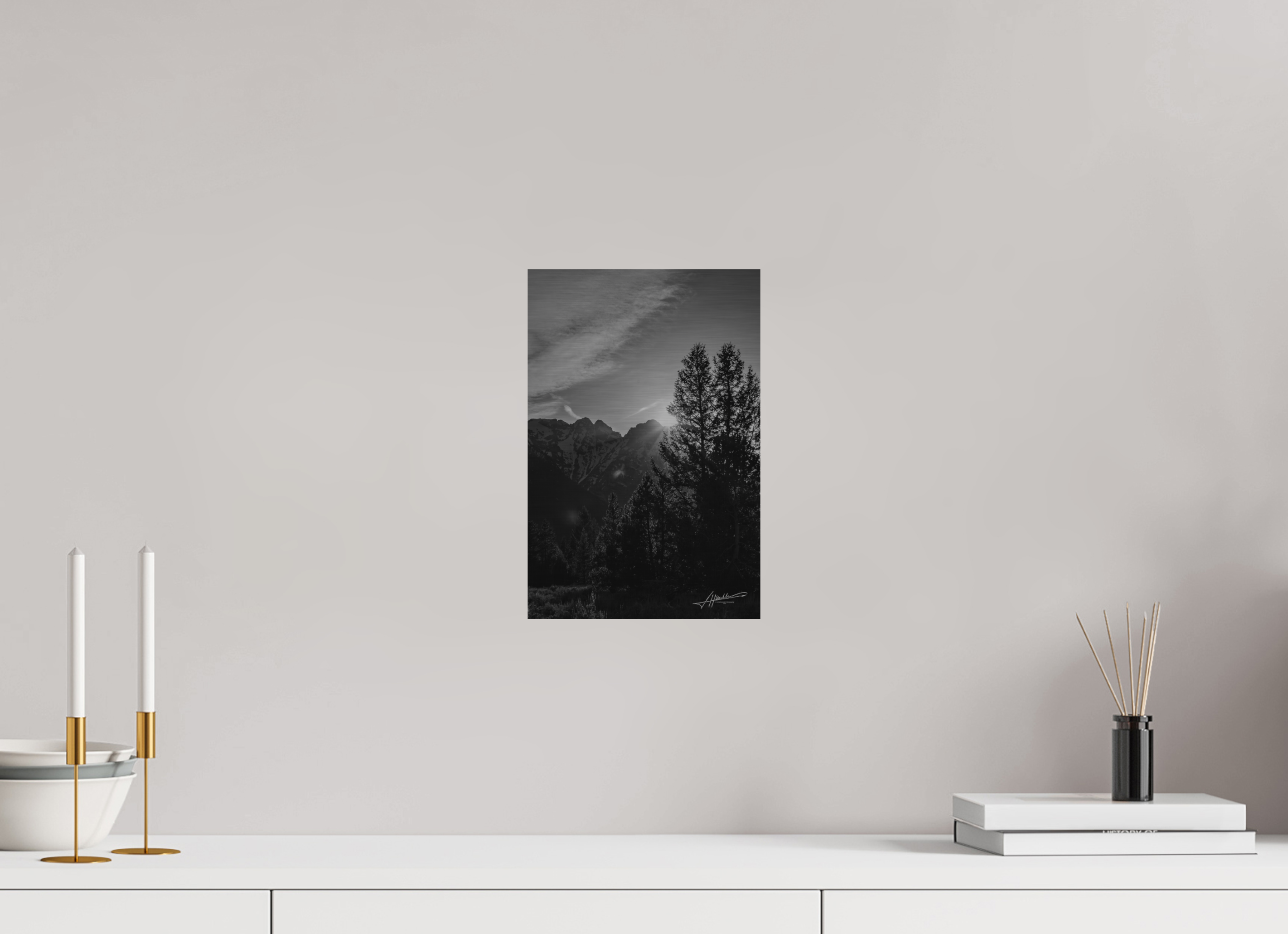 8 x 12″, Direct Brushed Aluminum B/W Peaks