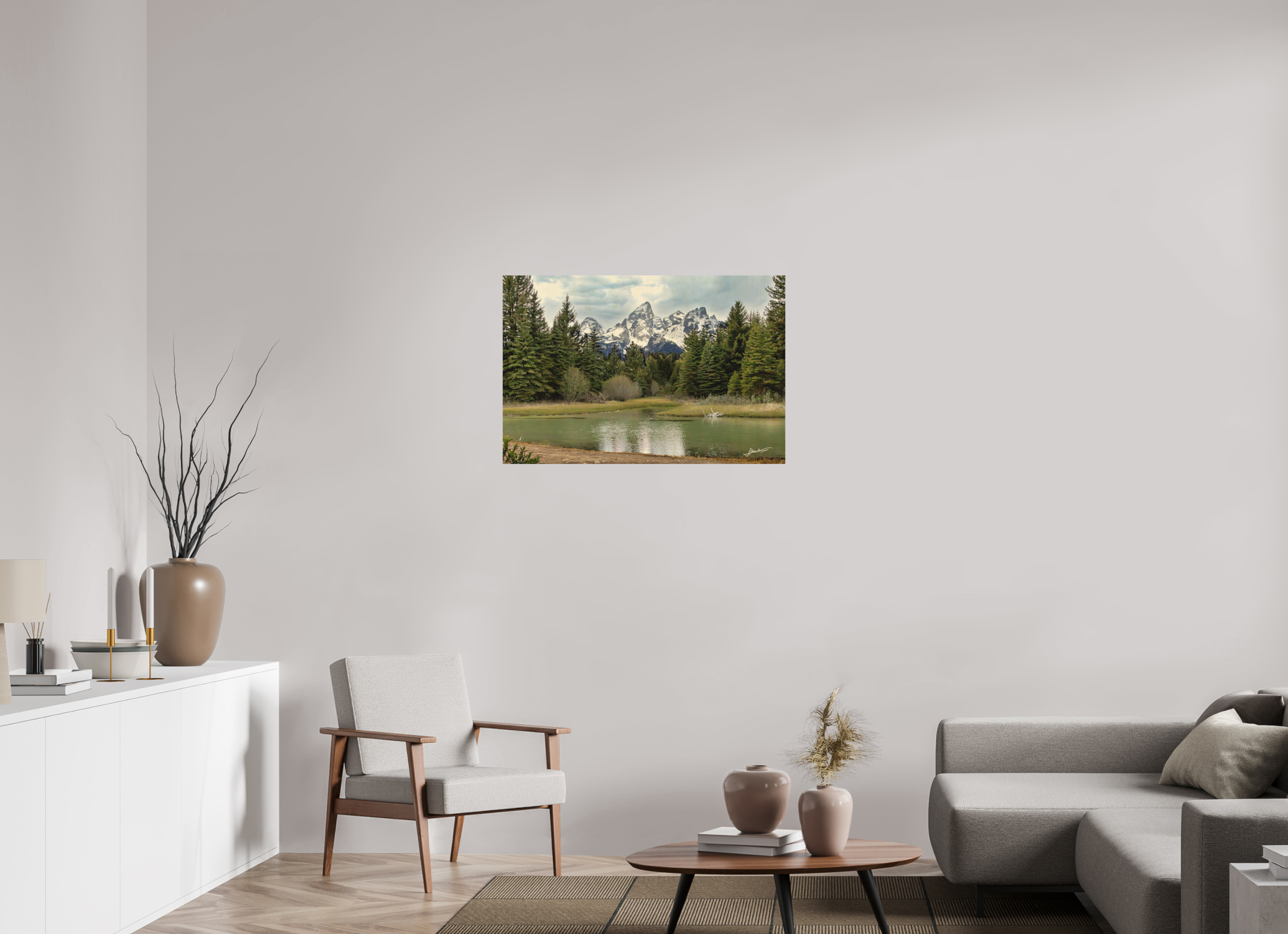 36 x 24″, Direct Photo Print on Wood Mountain Reflection