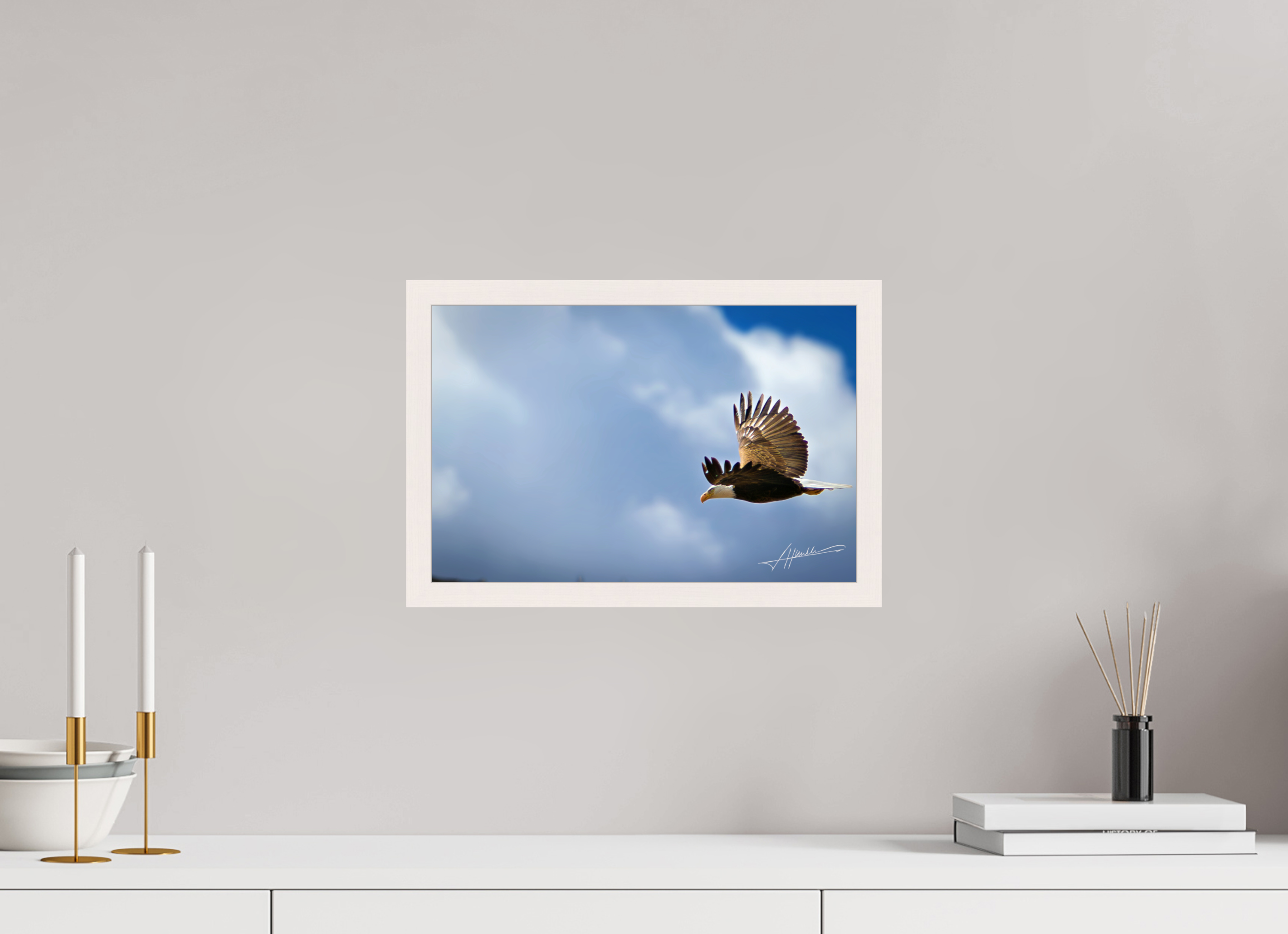 15 x 10″, Gallery Frame Bald Eagle Flying