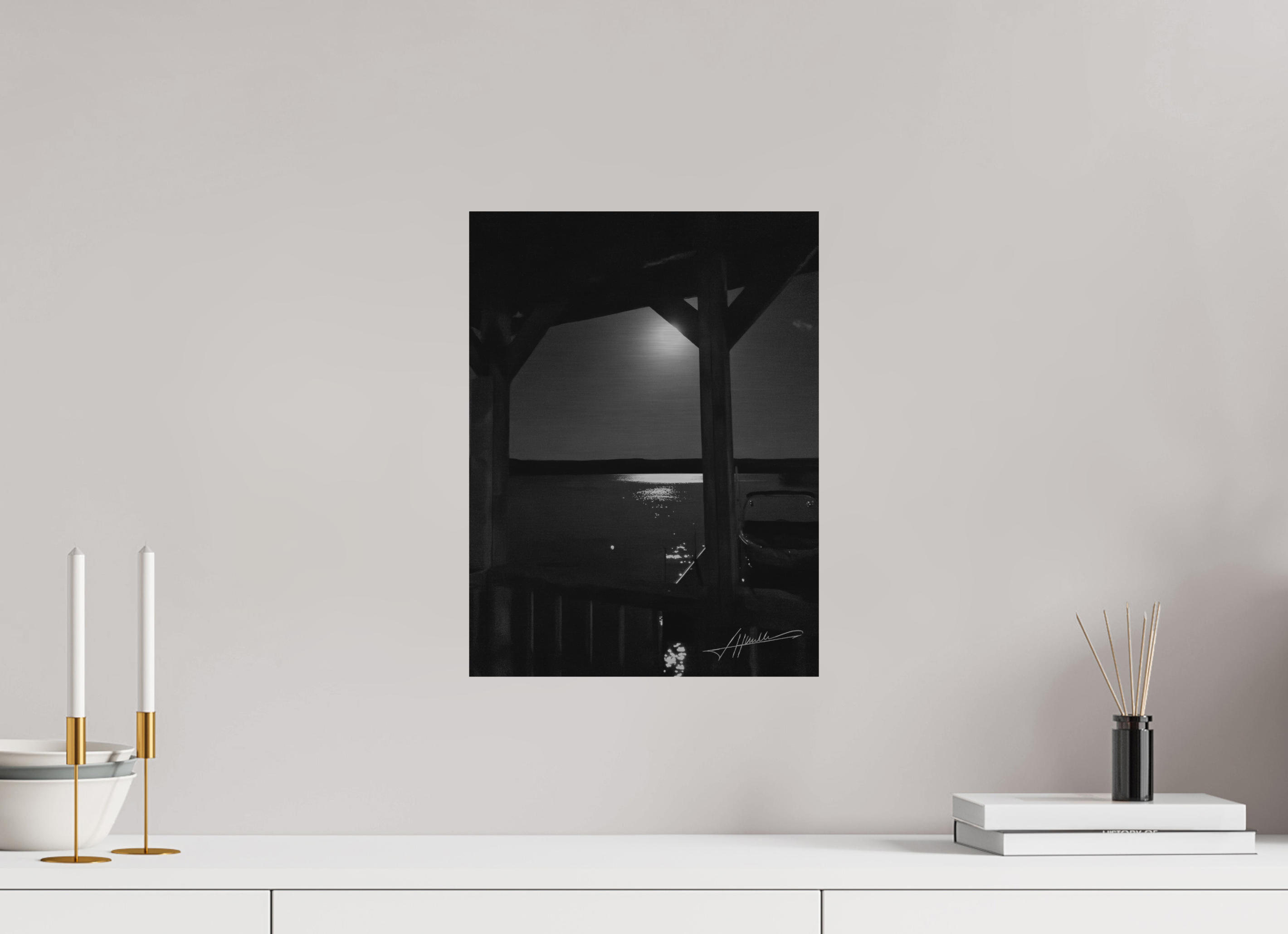 12 x 16″, Direct Brushed Aluminum A Night on the Water